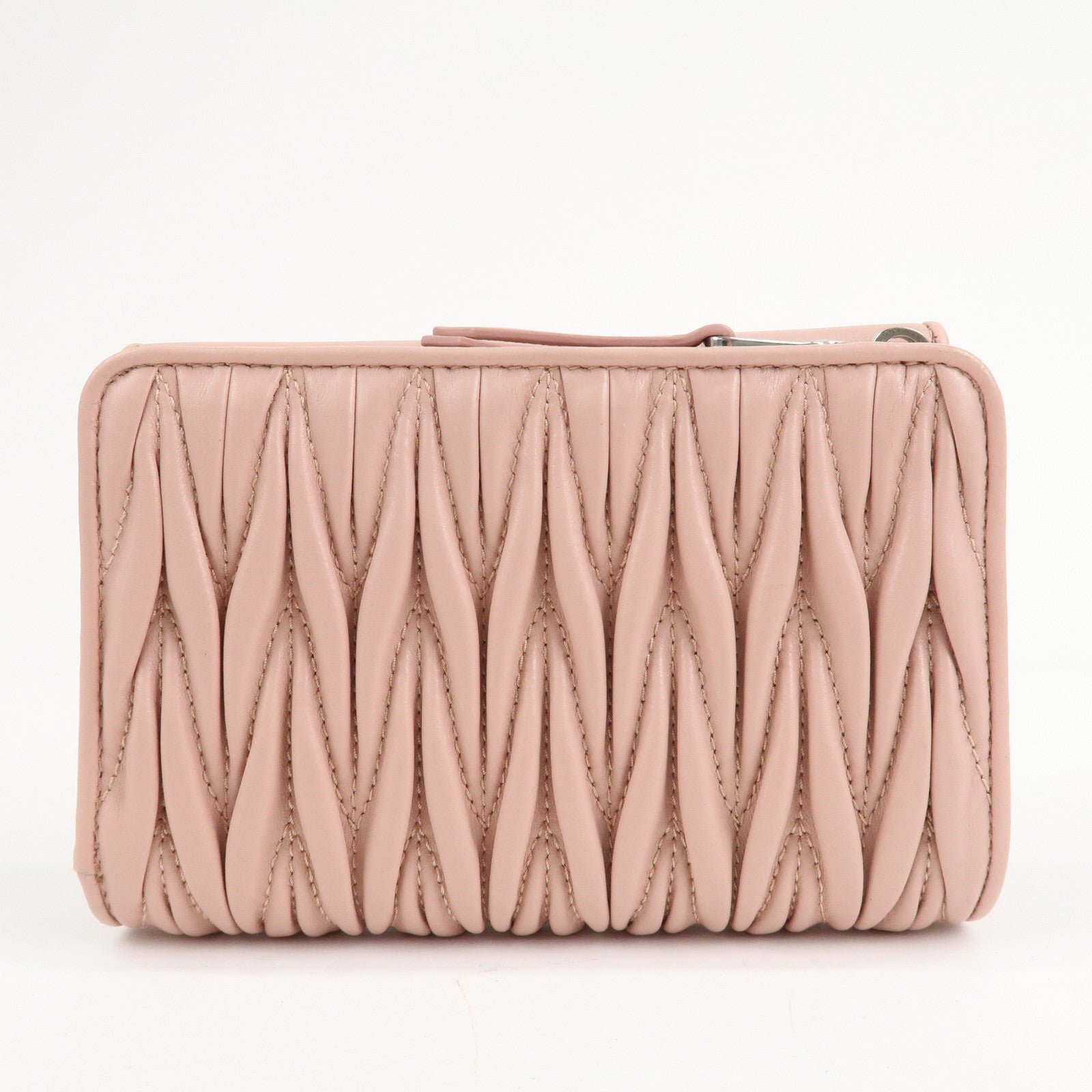 miu miu matelasse leather tri fold wallet pink used miu miu matelasse leather tri fold wallet pink used
