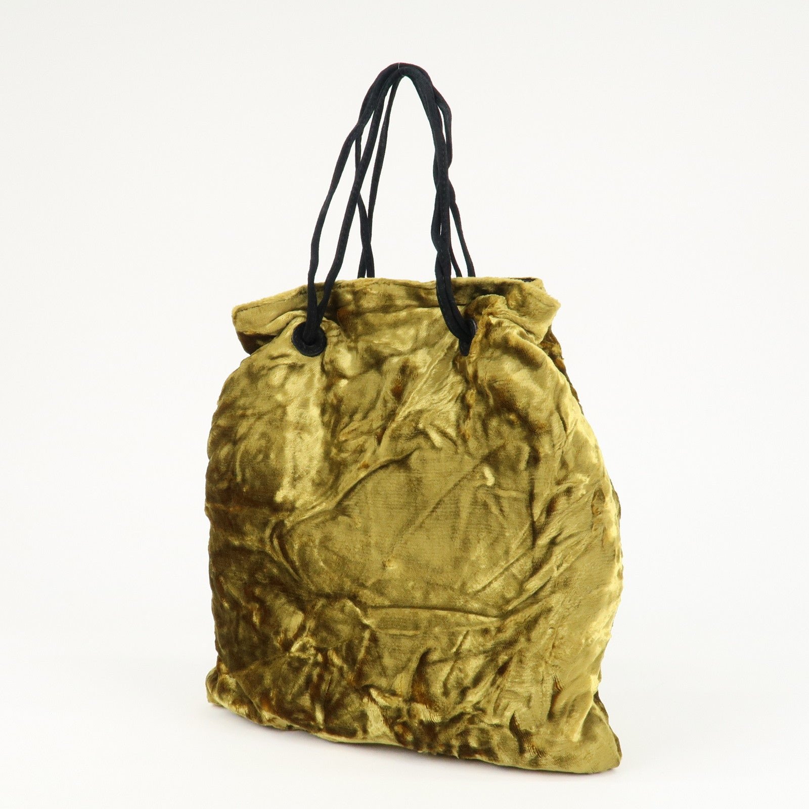 miu miu satin velour suede shoulder bag drawstring bag gold black used miu miu satin velour suede shoulder bag drawstring bag gold black used