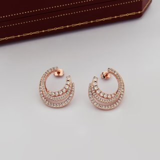 etincelle de cartier hoop earrings, triple row, paved etincelle de cartier hoop earrings, triple row, paved