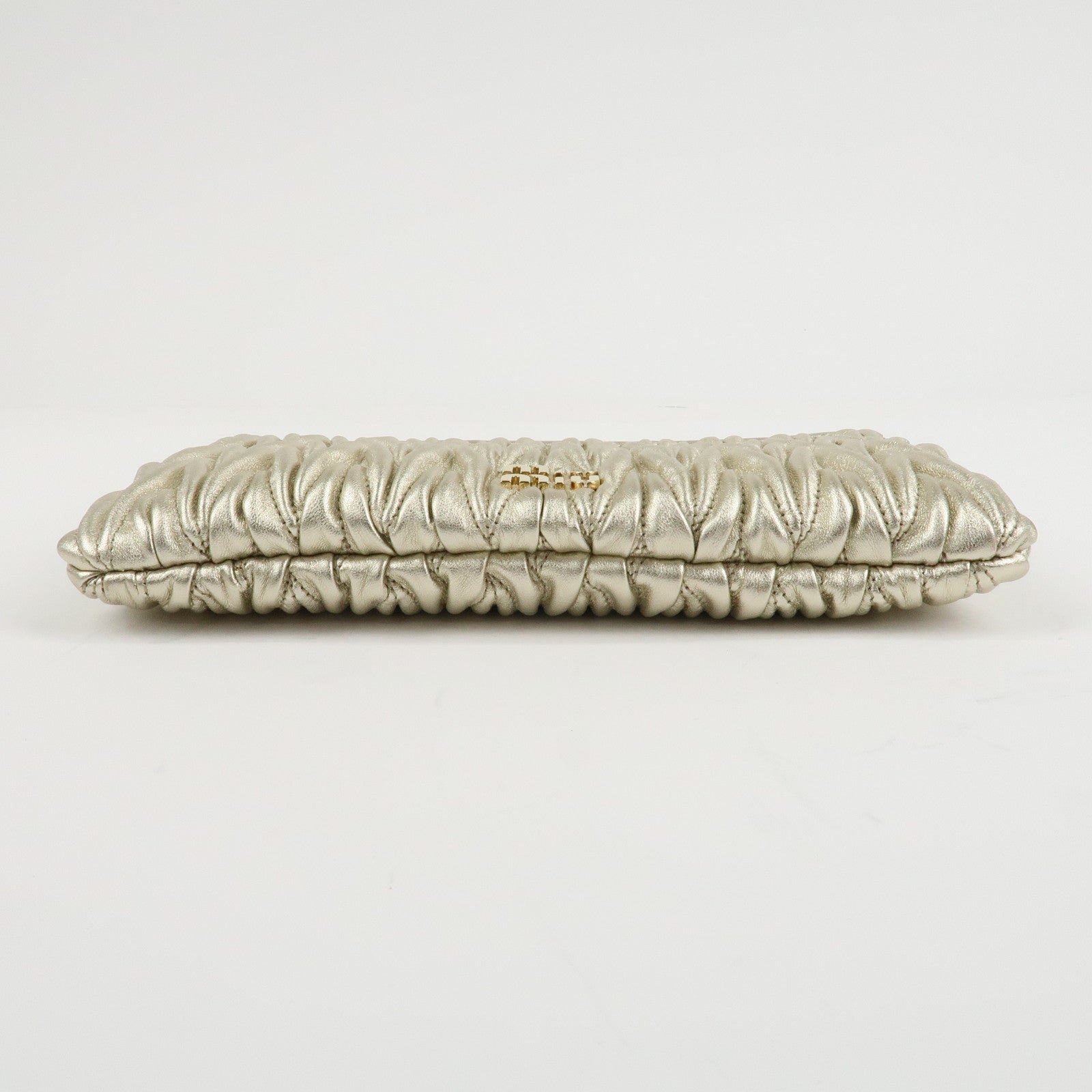 miu miu matelasse leather pouch silk eye mask gold used miu miu matelasse leather pouch silk eye mask gold used
