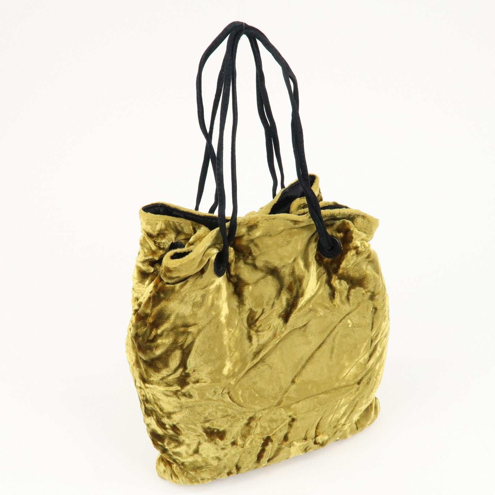 miu miu satin velour suede shoulder bag drawstring bag gold black used miu miu satin velour suede shoulder bag drawstring bag gold black used