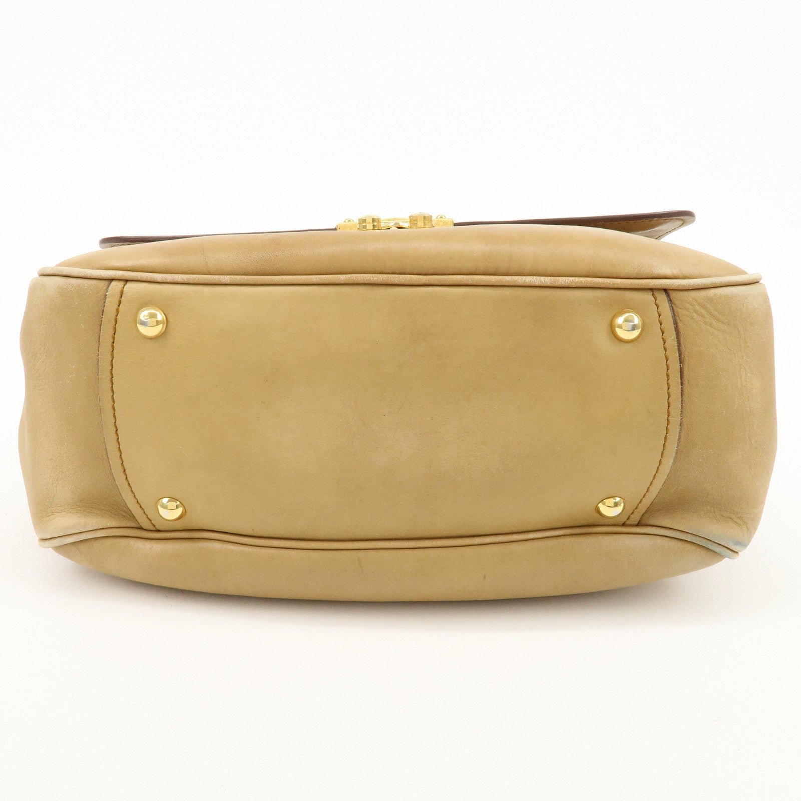 miu miu leather 2way shoulder bag hand bag beige used miu miu leather 2way shoulder bag hand bag beige used