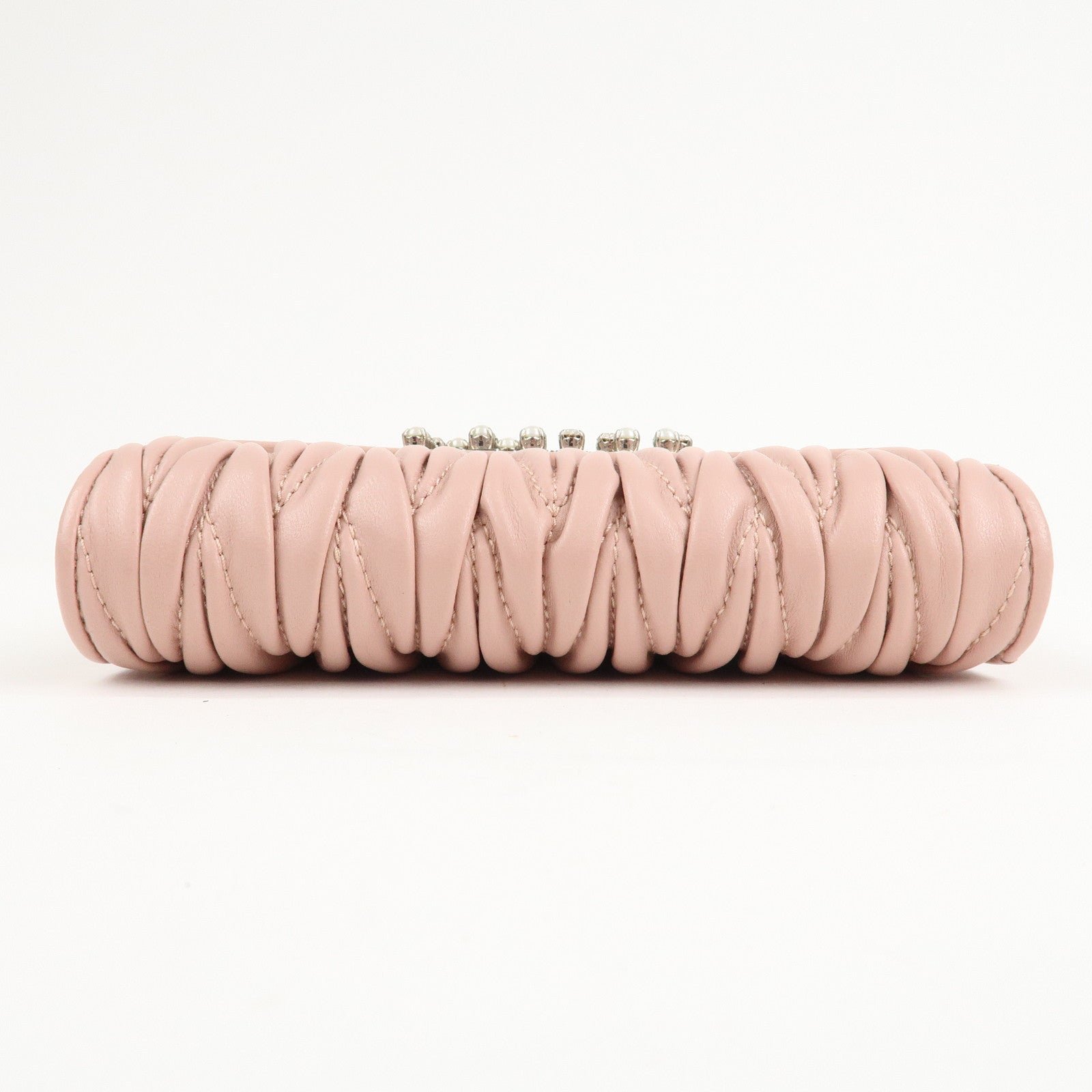 miu miu matelasse leather tri fold wallet pink used miu miu matelasse leather tri fold wallet pink used