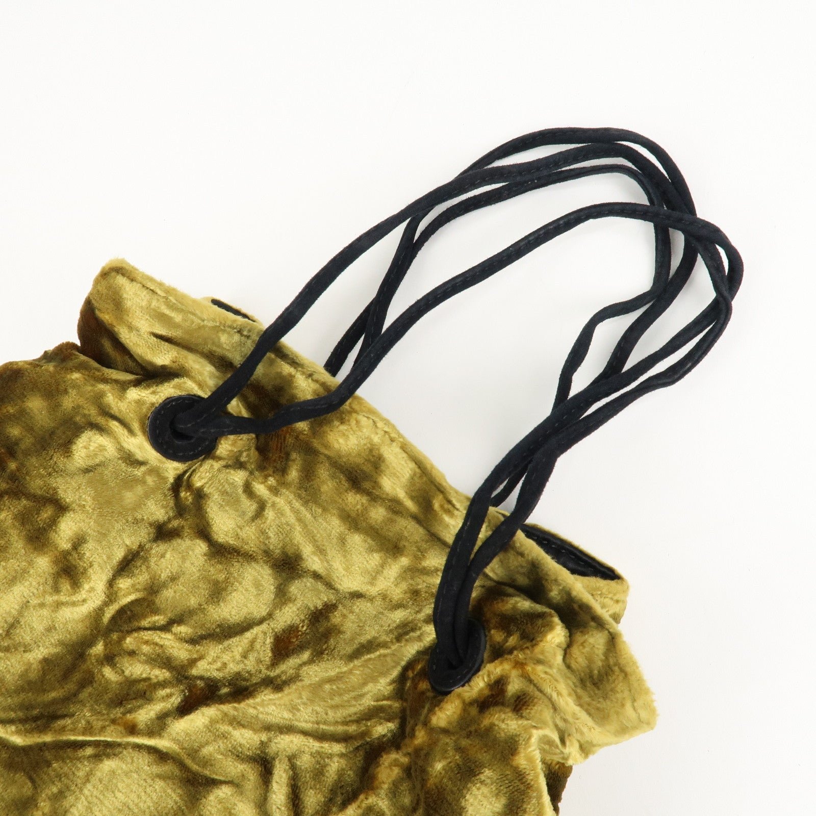 miu miu satin velour suede shoulder bag drawstring bag gold black used miu miu satin velour suede shoulder bag drawstring bag gold black used