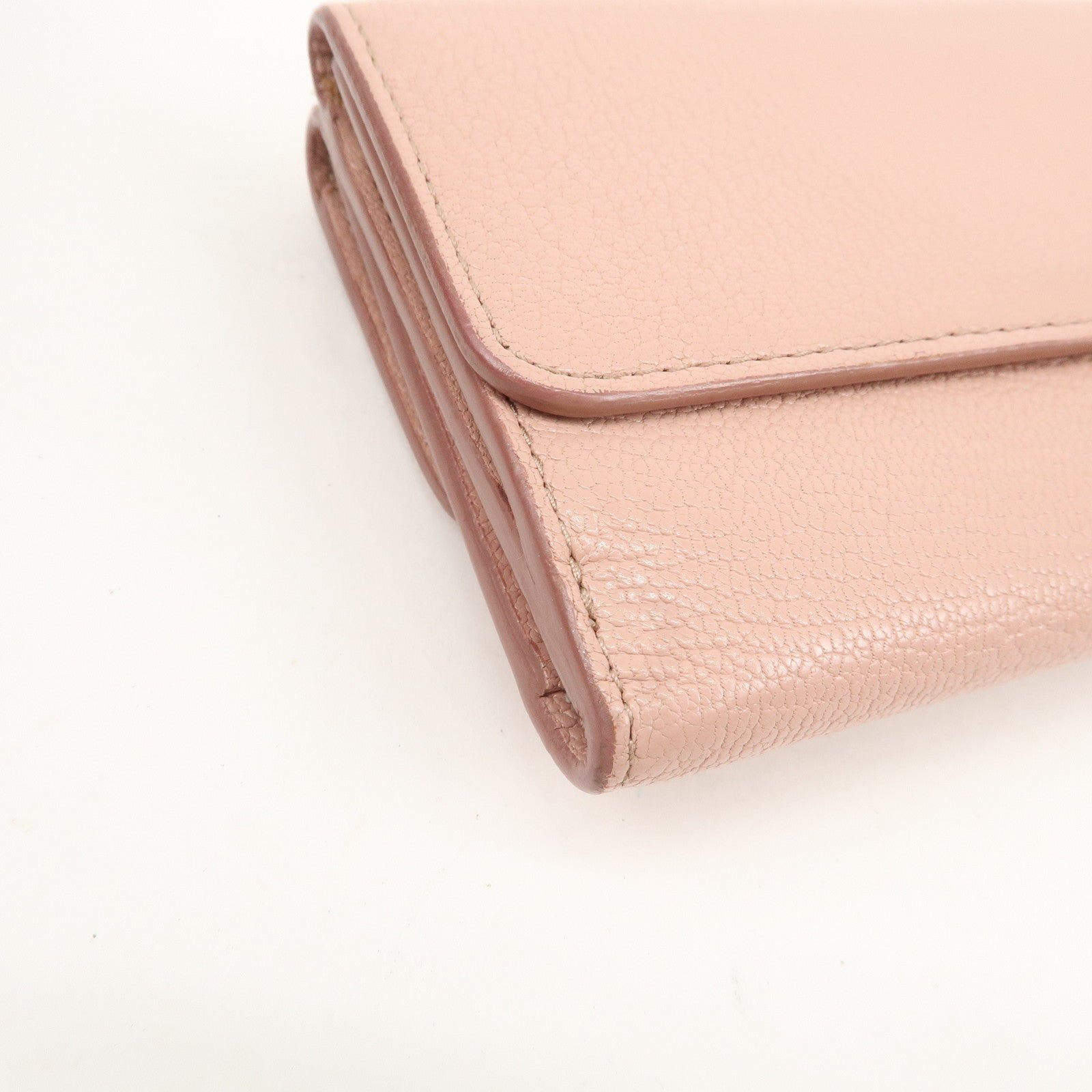 miu miu leather double hook bi fold wallet pink gold hardware used miu miu leather double hook bi fold wallet pink gold hardware used