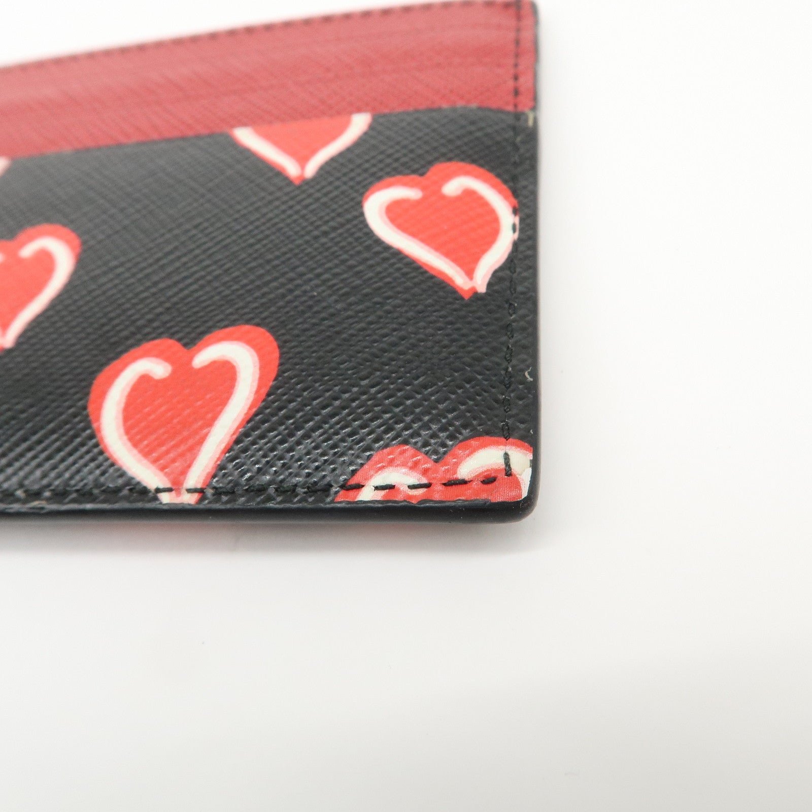 prada saffiano leather heart card case black red white 1mc025 prada saffiano leather heart card case black red white 1mc025