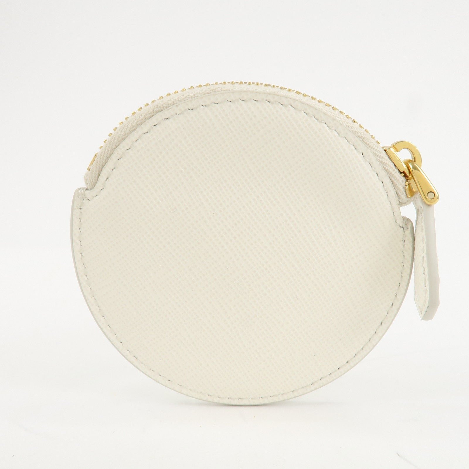 prada triangle logo saffiano leather coin case white 1mm006 used prada triangle logo saffiano leather coin case white 1mm006 used
