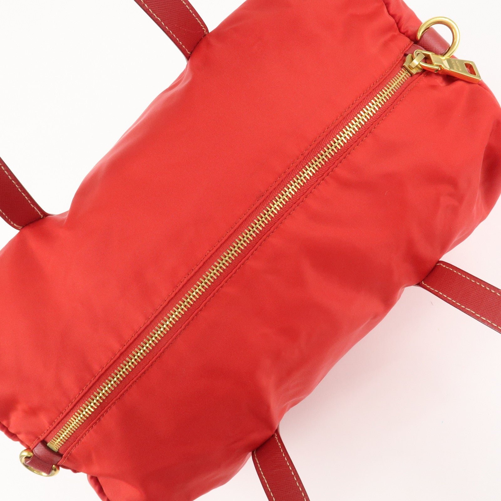 prada triangle logo nylon leather 2way shoulder bag hand bag red used prada triangle logo nylon leather 2way shoulder bag hand bag red used