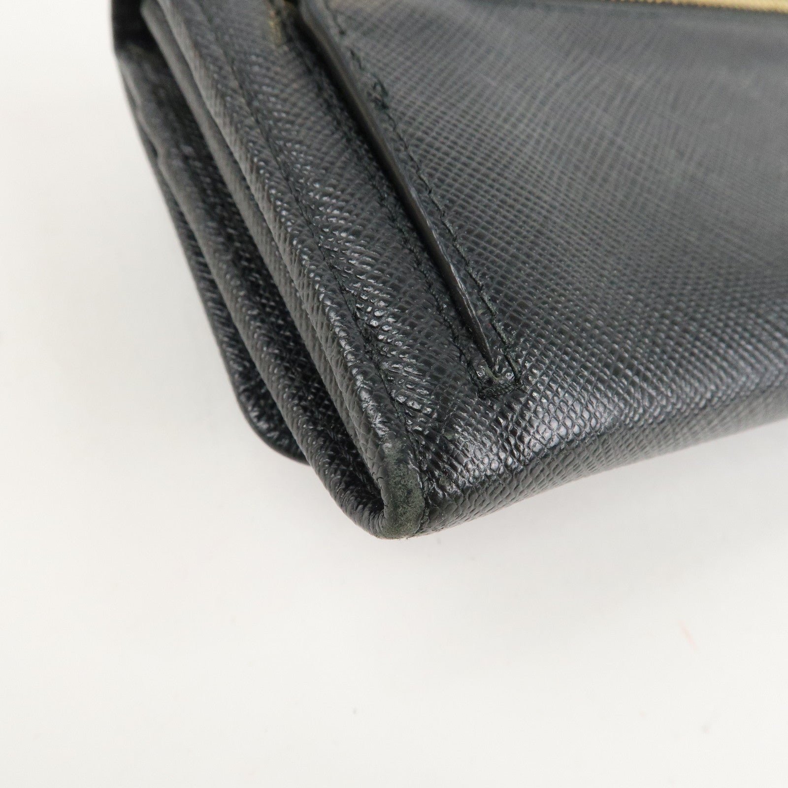 prada saffiano leather flap bi fold long wallet black gold 1mh132 used prada saffiano leather flap bi fold long wallet black gold 1mh132 used