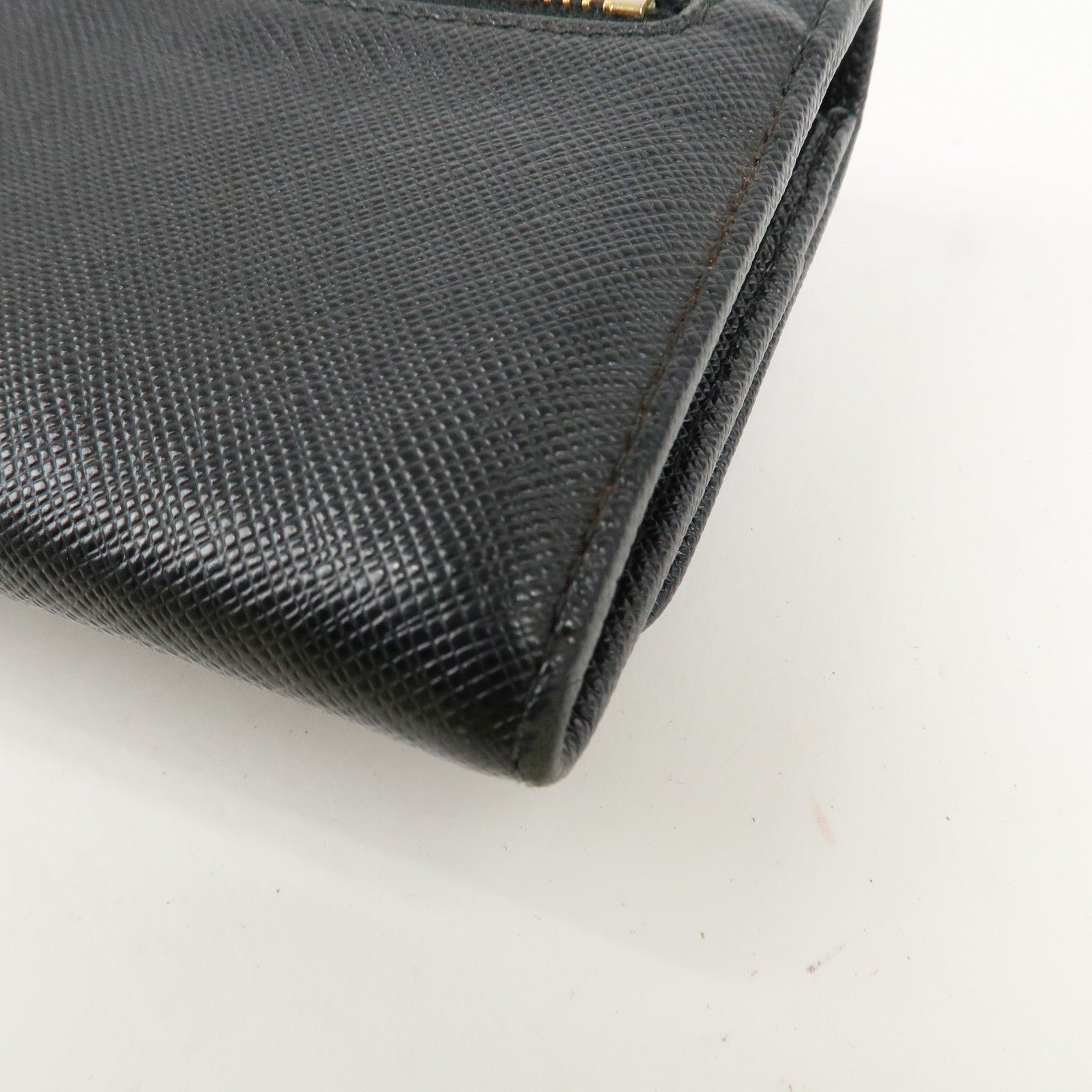 prada saffiano leather flap bi fold long wallet black gold 1mh132 used prada saffiano leather flap bi fold long wallet black gold 1mh132 used