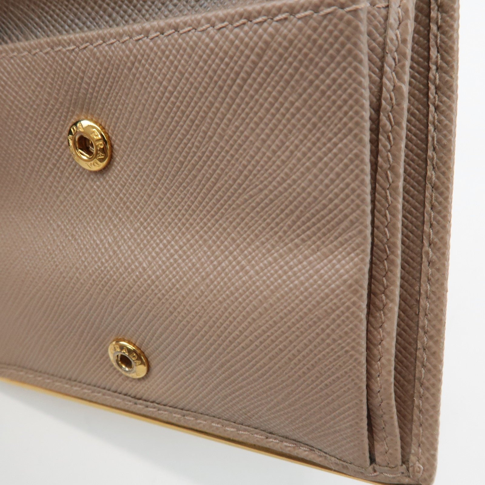 prada logo saffiano leather bi fold small wallet beige 1mv204 used prada logo saffiano leather bi fold small wallet beige 1mv204 used