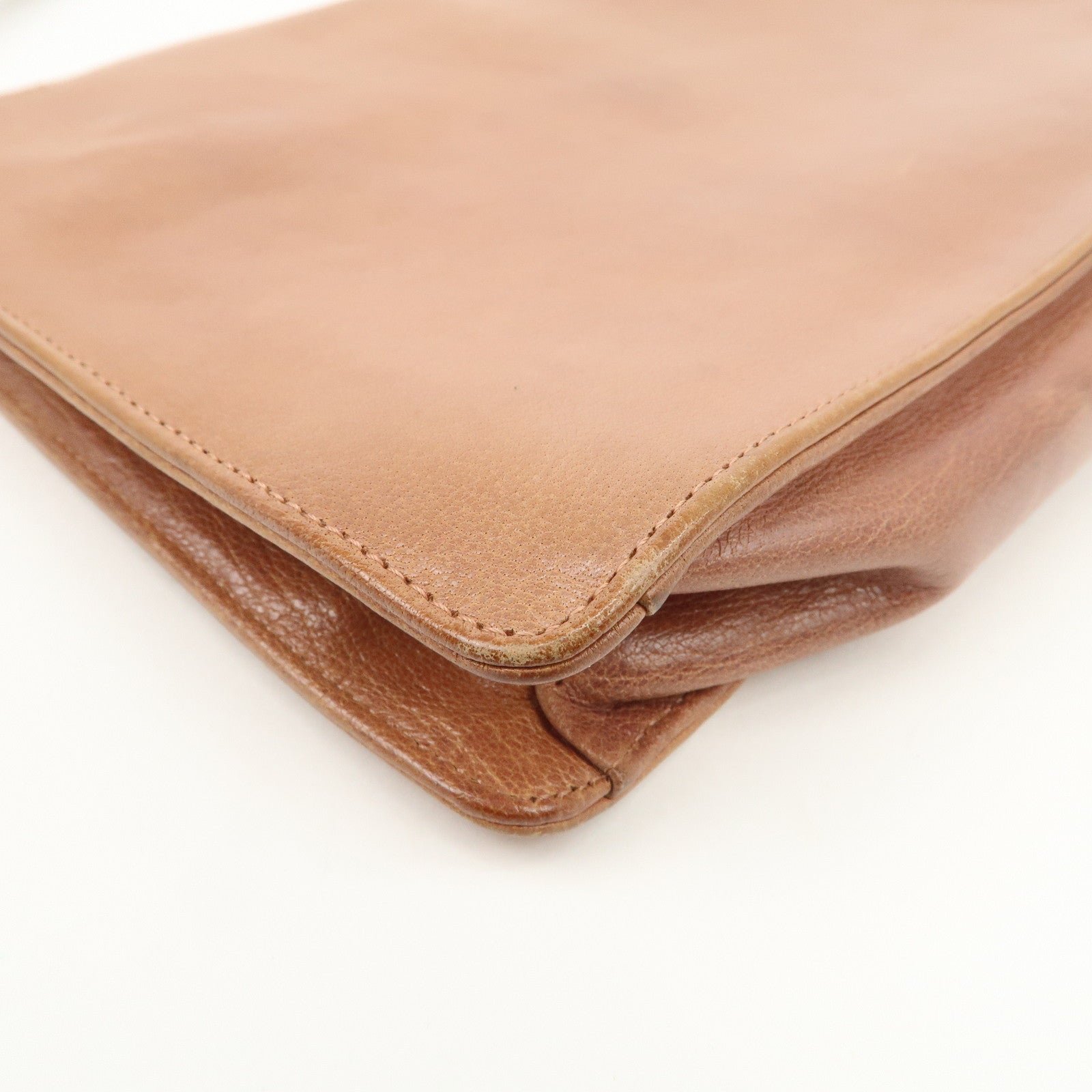 prada triangle logo leather shoulder bag hand bag brown used prada triangle logo leather shoulder bag hand bag brown used