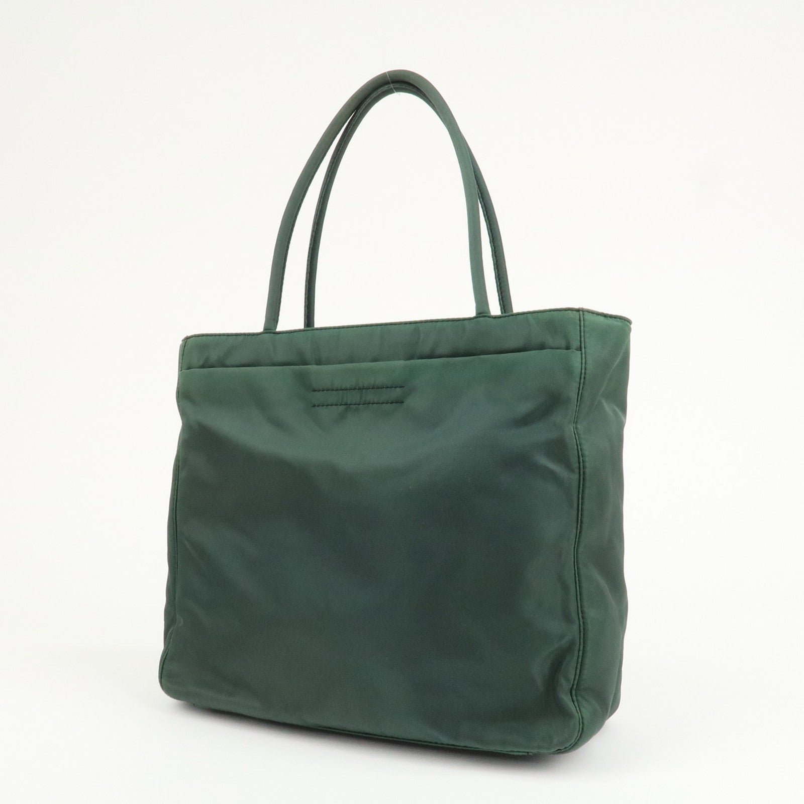 prada triangle logo nylon leather tote bag green prada triangle logo nylon leather tote bag green