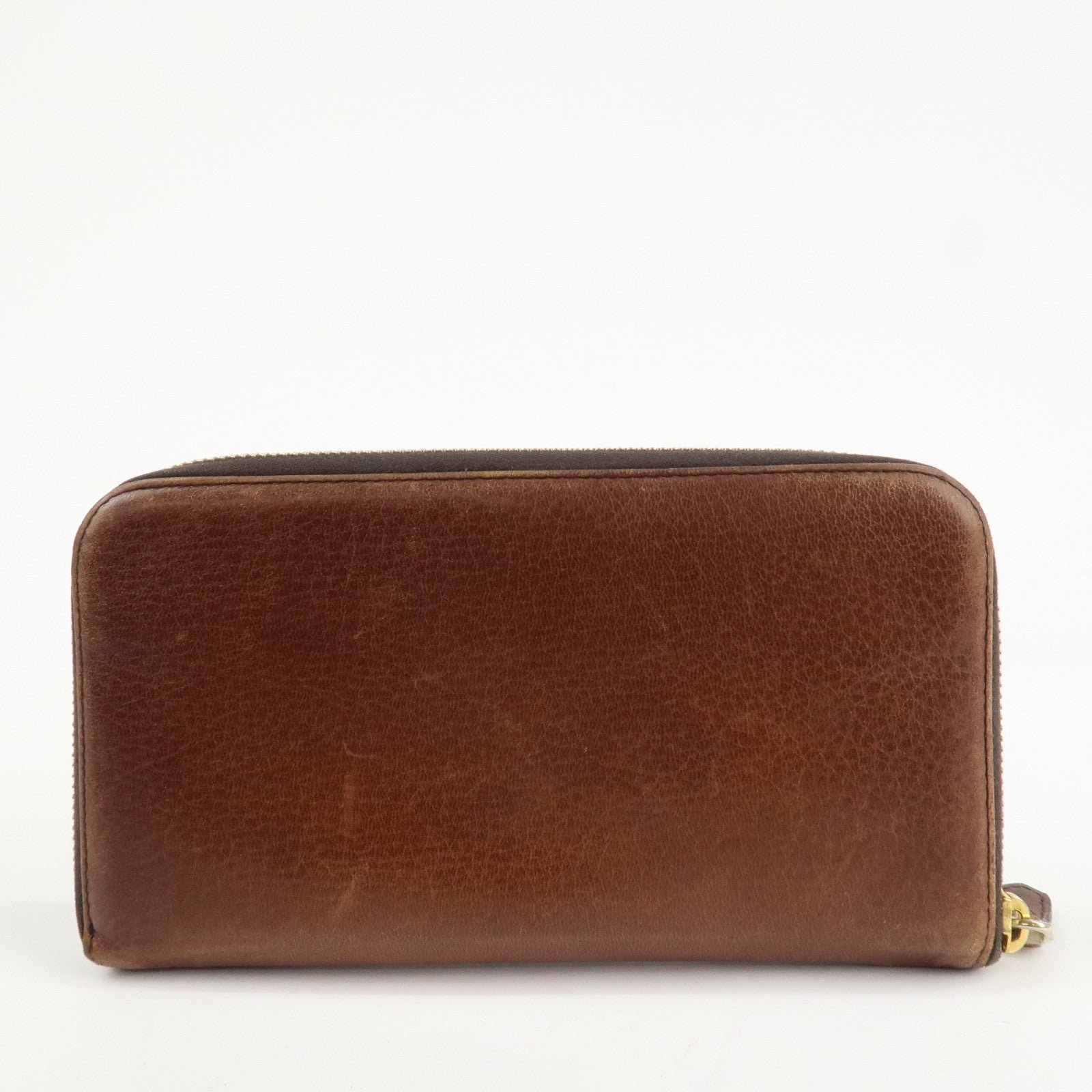 prada saffiano leather round zippy long wallet brown 1m0506 used prada saffiano leather round zippy long wallet brown 1m0506 used