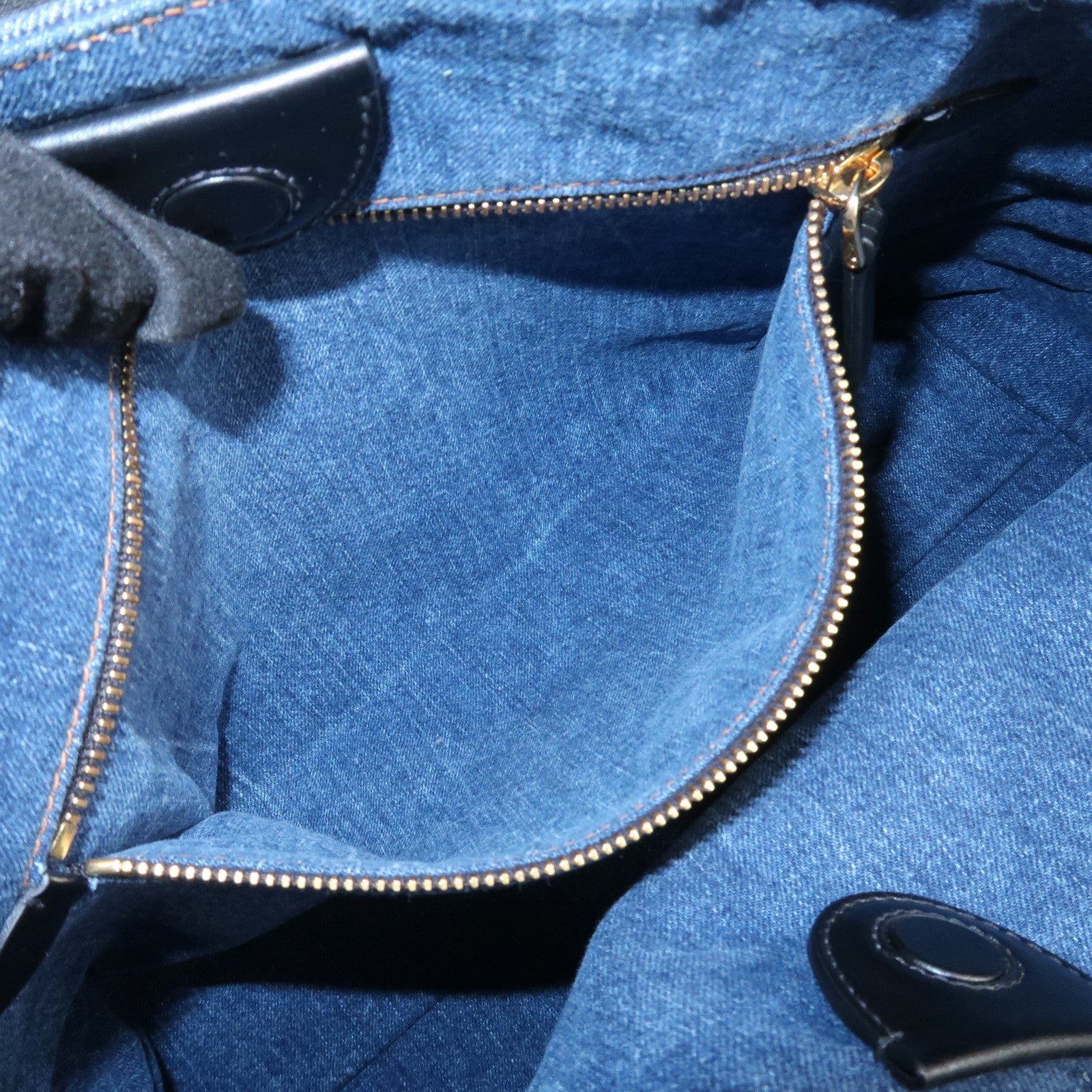 miu miu leather denim tote bag shoulder bag navy 5bg024 used miu miu leather denim tote bag shoulder bag navy 5bg024 used