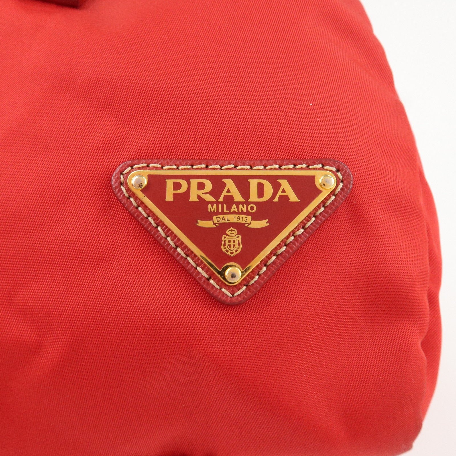 prada triangle logo nylon leather 2way shoulder bag hand bag red used prada triangle logo nylon leather 2way shoulder bag hand bag red used