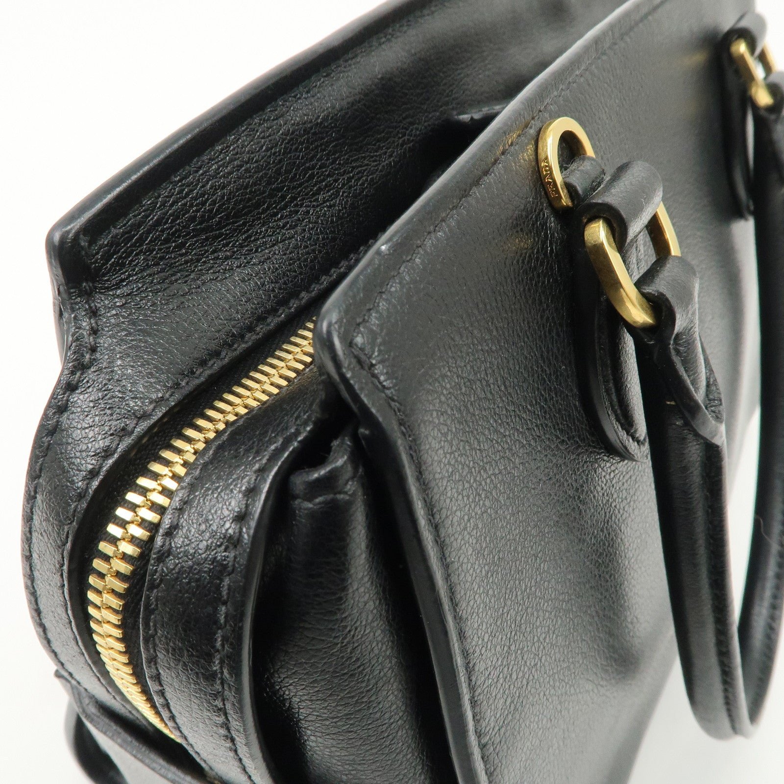 prada leather 2way bag hand bag black gold hardware used prada leather 2way bag hand bag black gold hardware used