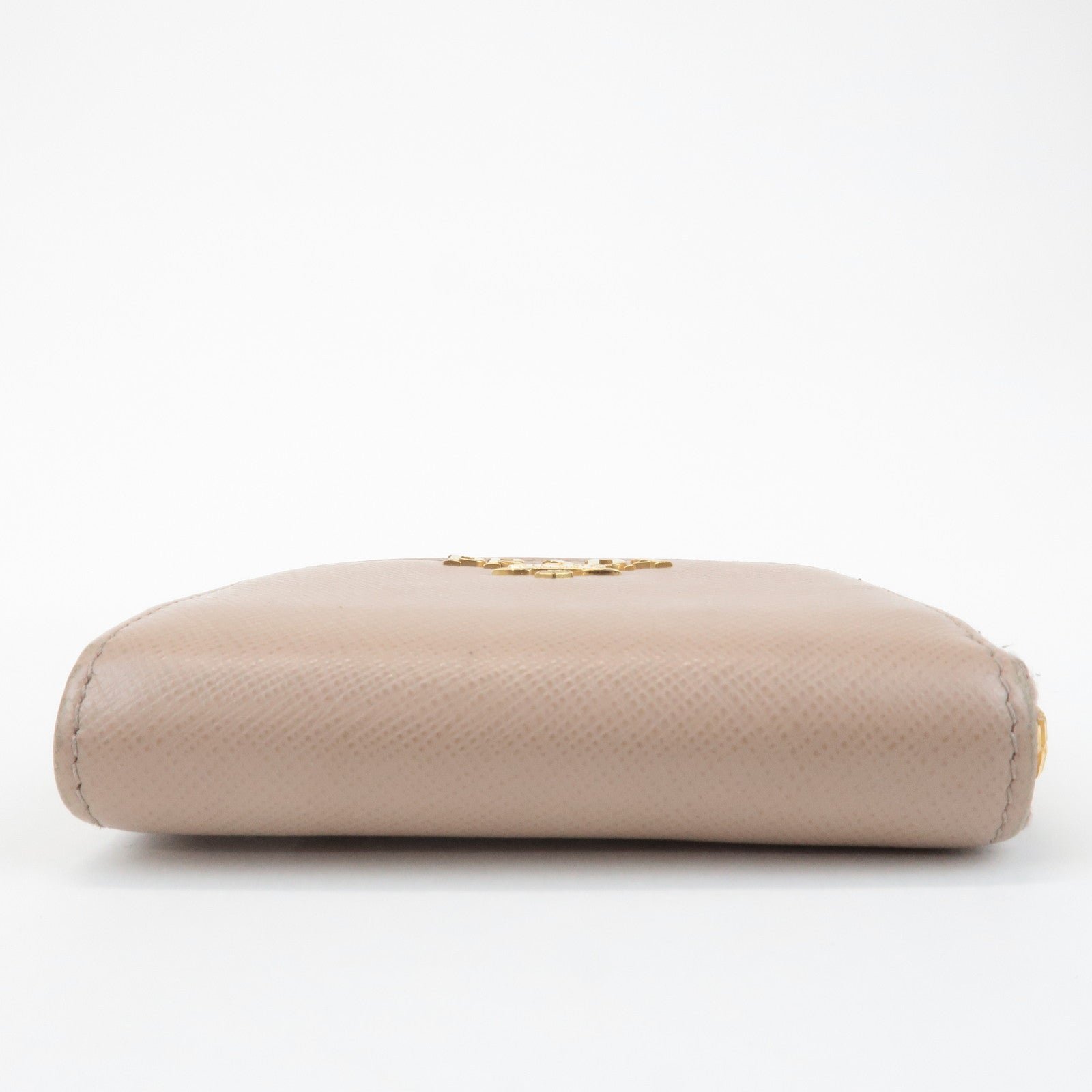 prada logo saffiano leather zippy coin case pink beige 1ml025 used prada logo saffiano leather zippy coin case pink beige 1ml025 used
