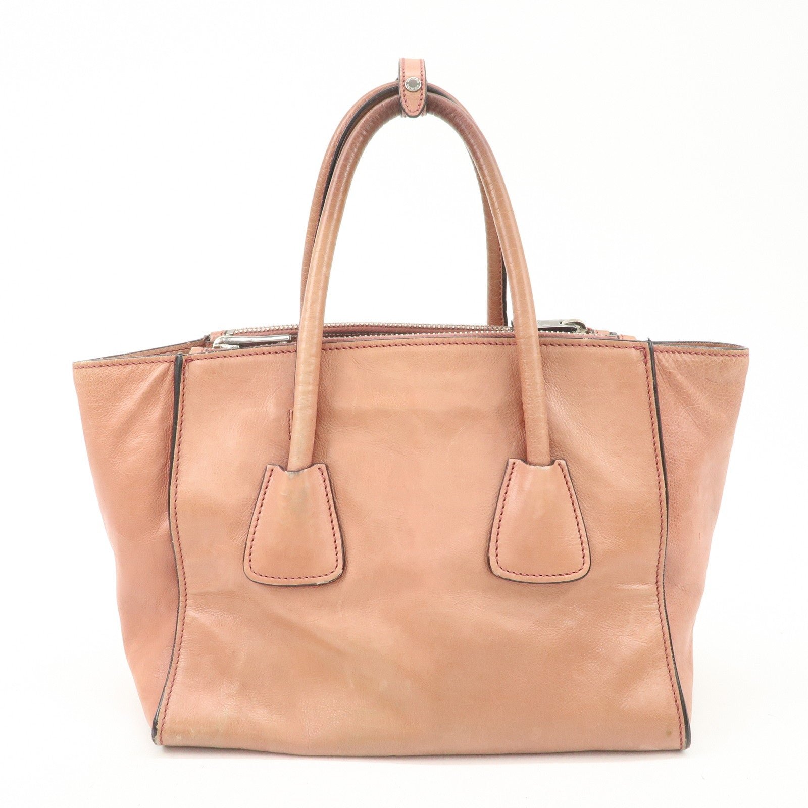 prada triangle logo leather 2way tote bag hand bag pink b2625m prada triangle logo leather 2way tote bag hand bag pink b2625m