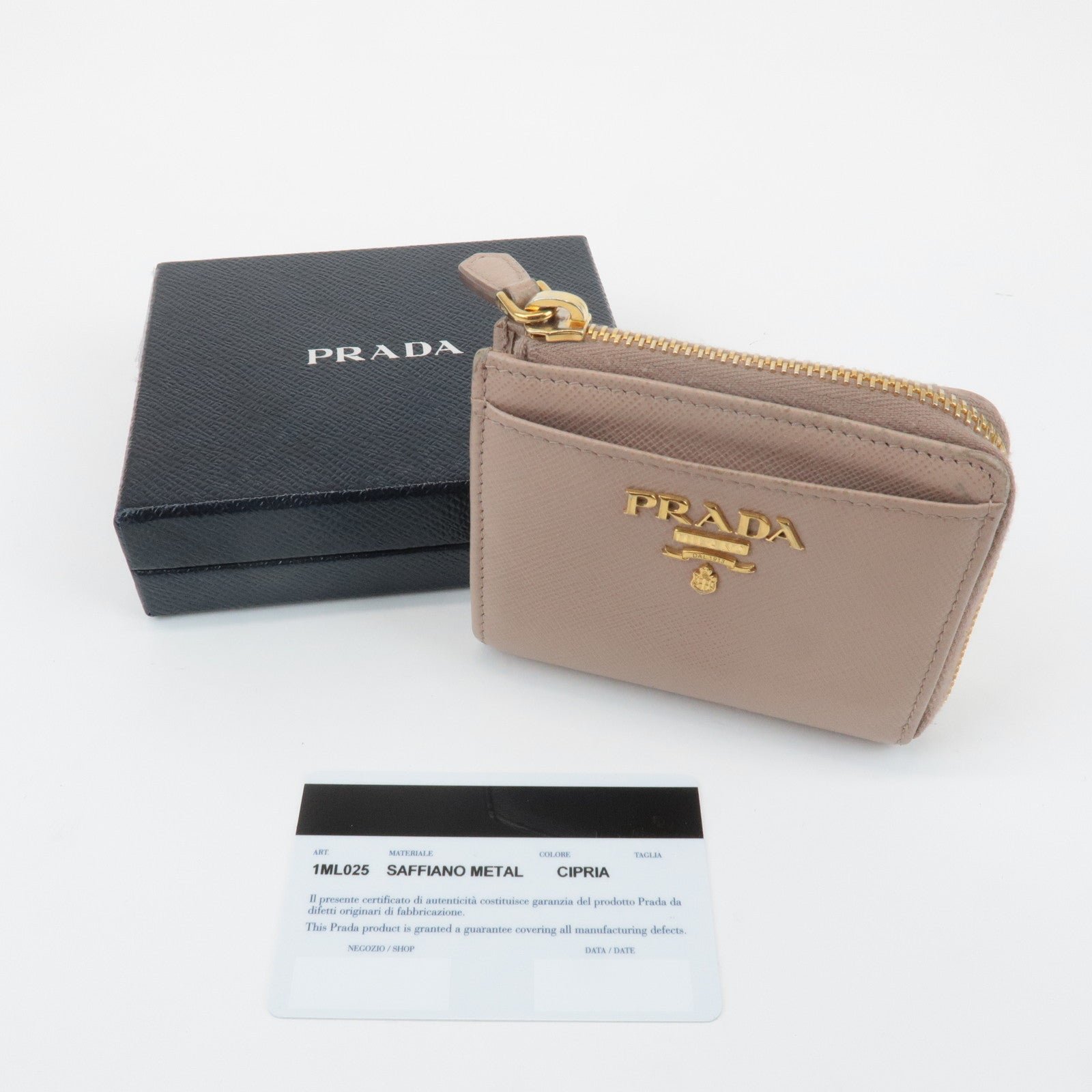 prada logo saffiano leather zippy coin case pink beige 1ml025 used prada logo saffiano leather zippy coin case pink beige 1ml025 used