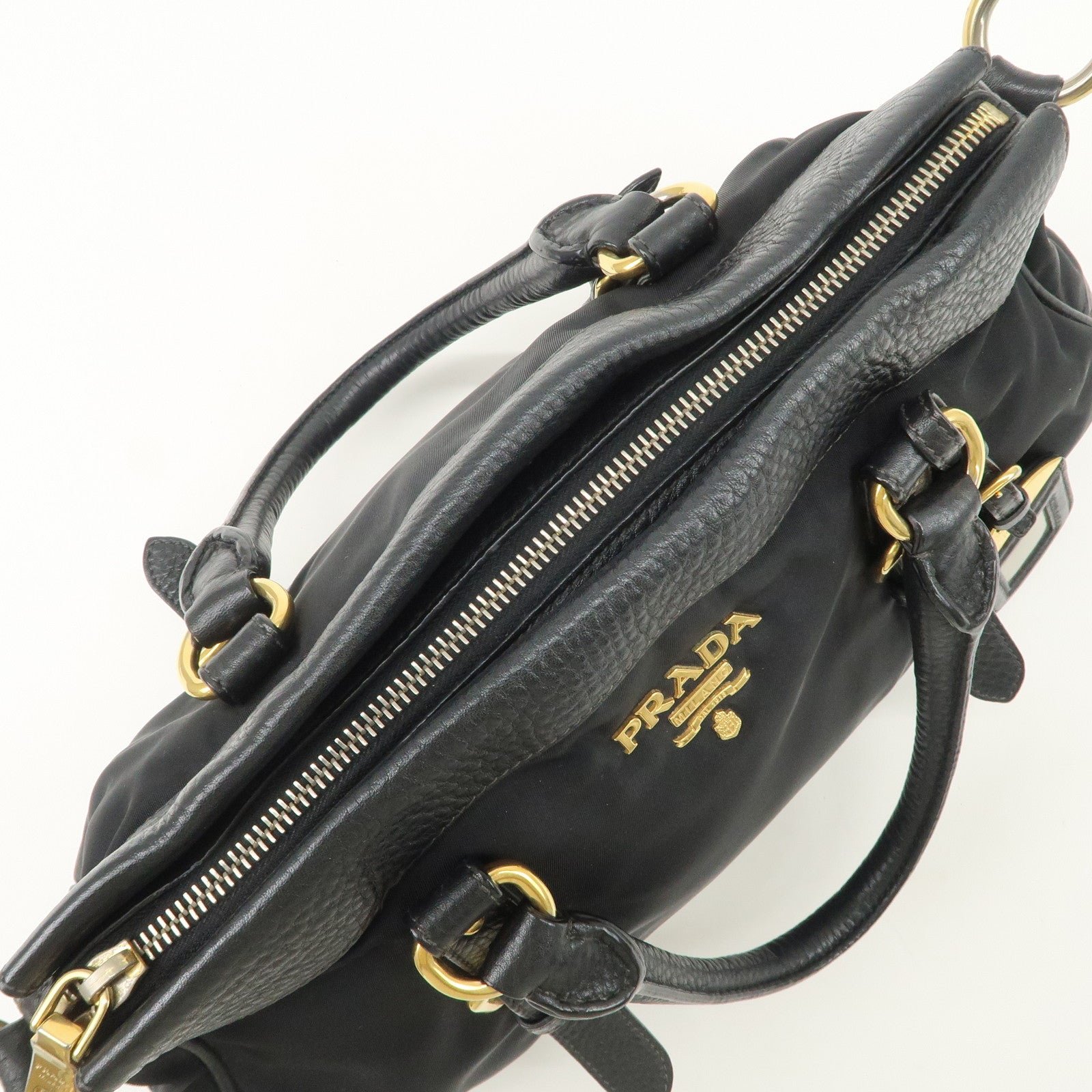 prada nylon leather 2way bag hand bag shoulder bag black bn2032 prada nylon leather 2way bag hand bag shoulder bag black bn2032