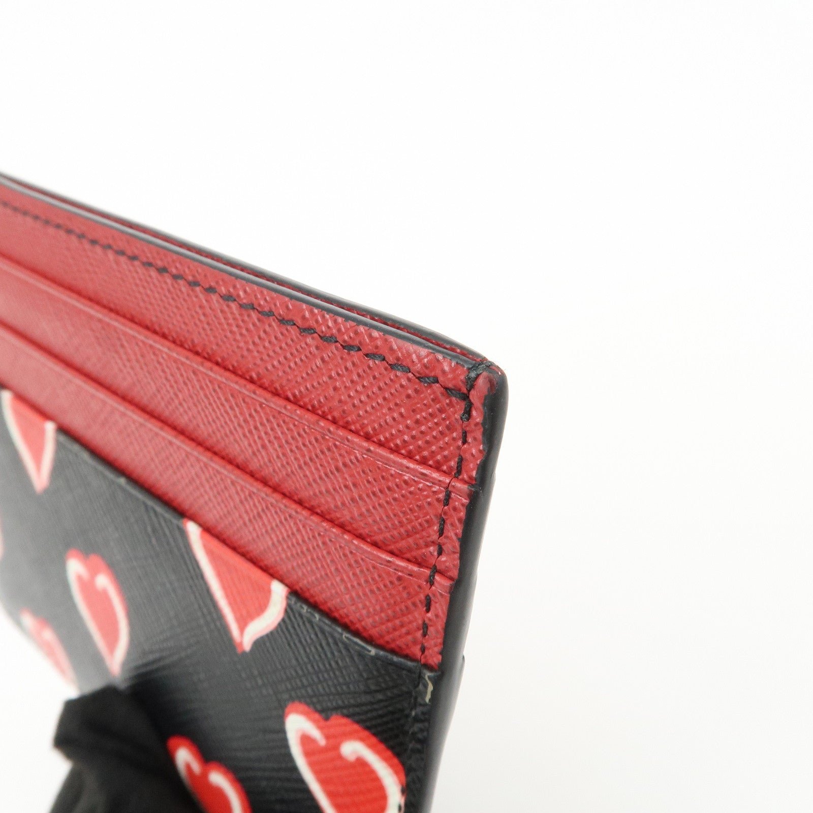 prada saffiano leather heart card case black red white 1mc025 prada saffiano leather heart card case black red white 1mc025