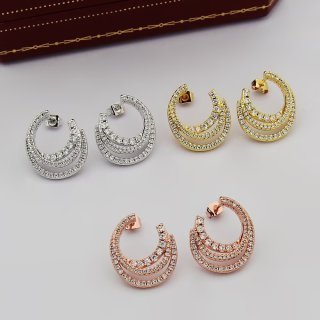 etincelle de cartier hoop earrings, triple row, paved etincelle de cartier hoop earrings, triple row, paved