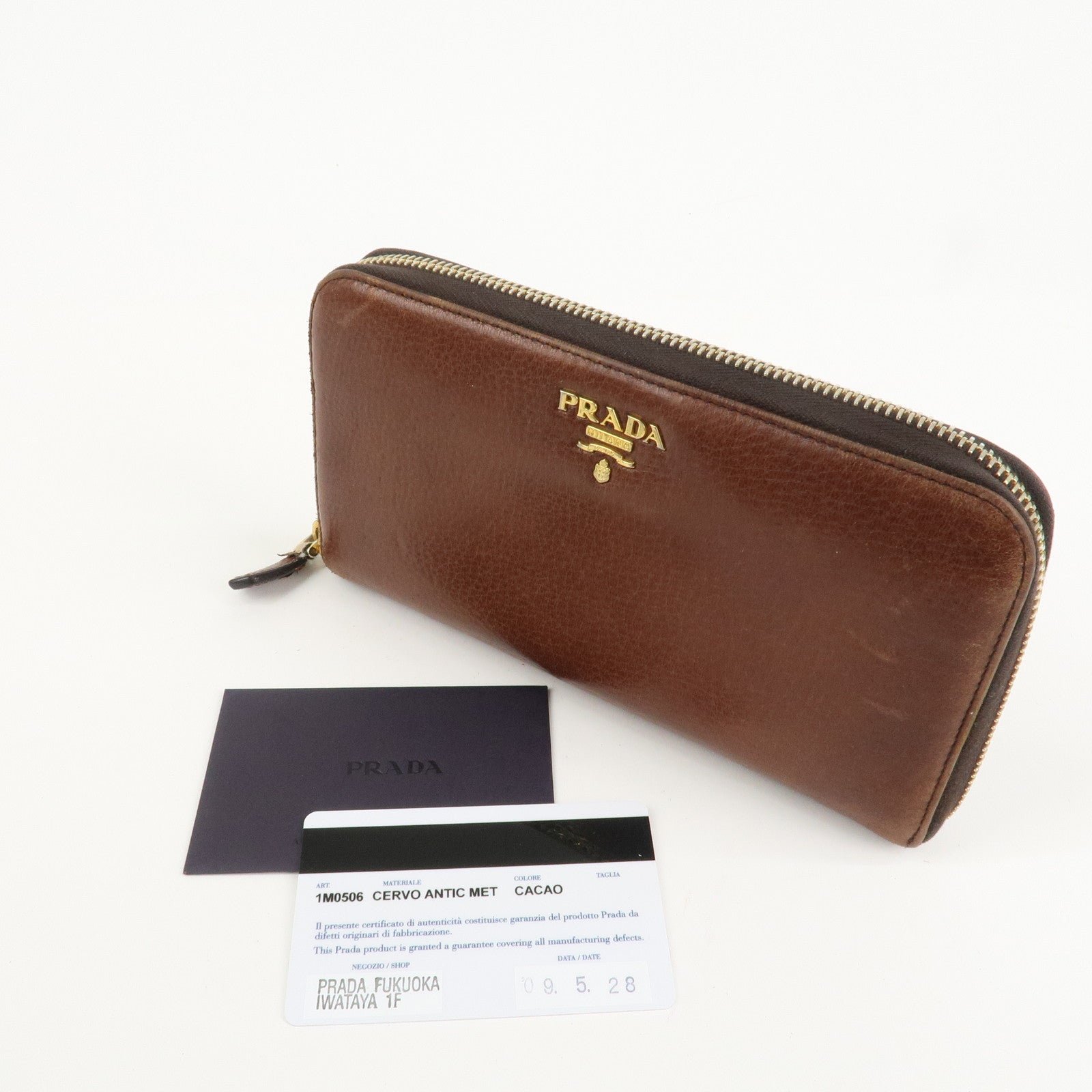 prada saffiano leather round zippy long wallet brown 1m0506 used prada saffiano leather round zippy long wallet brown 1m0506 used