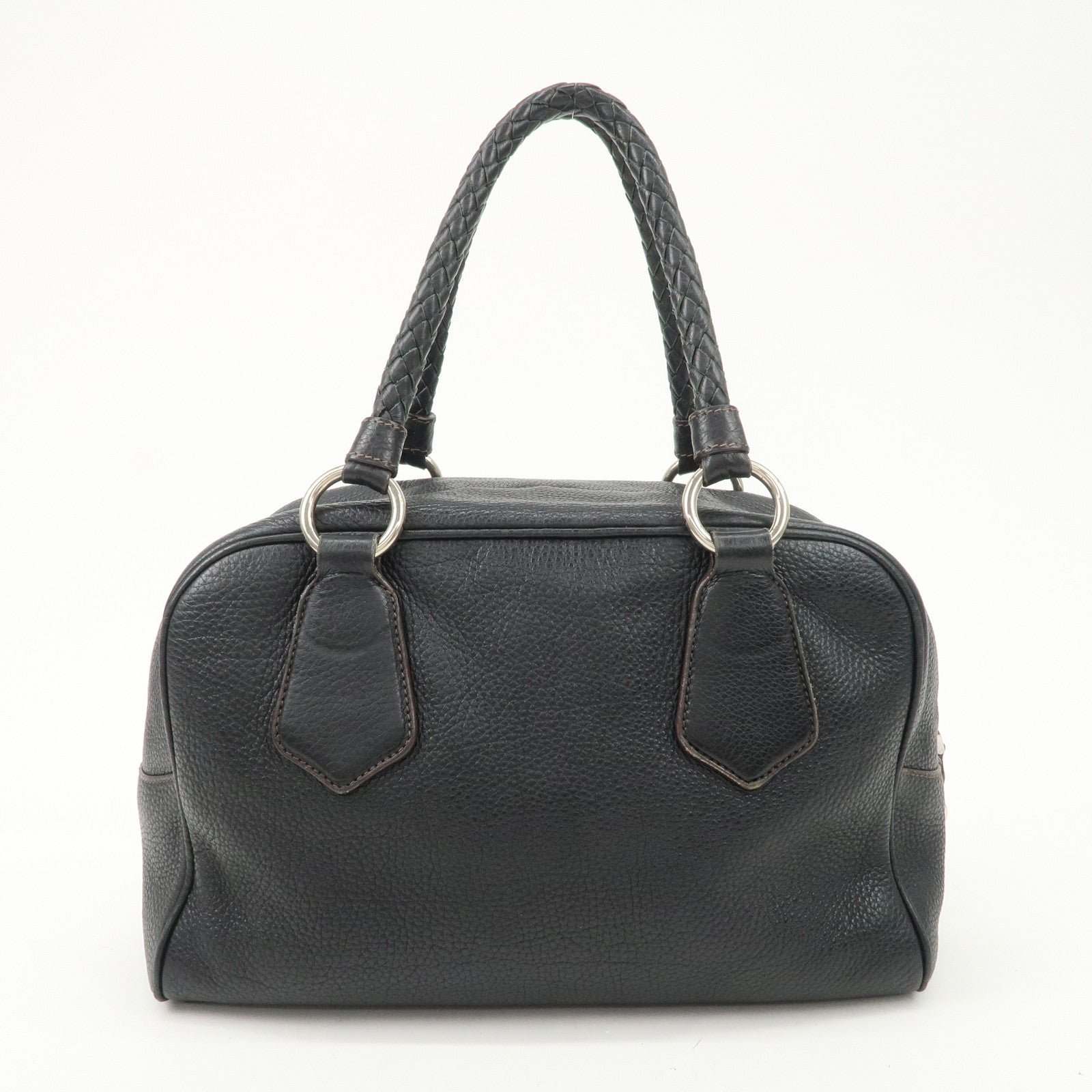 prada logo leather hand bag mini boston bag black bl0471 used prada logo leather hand bag mini boston bag black bl0471 used