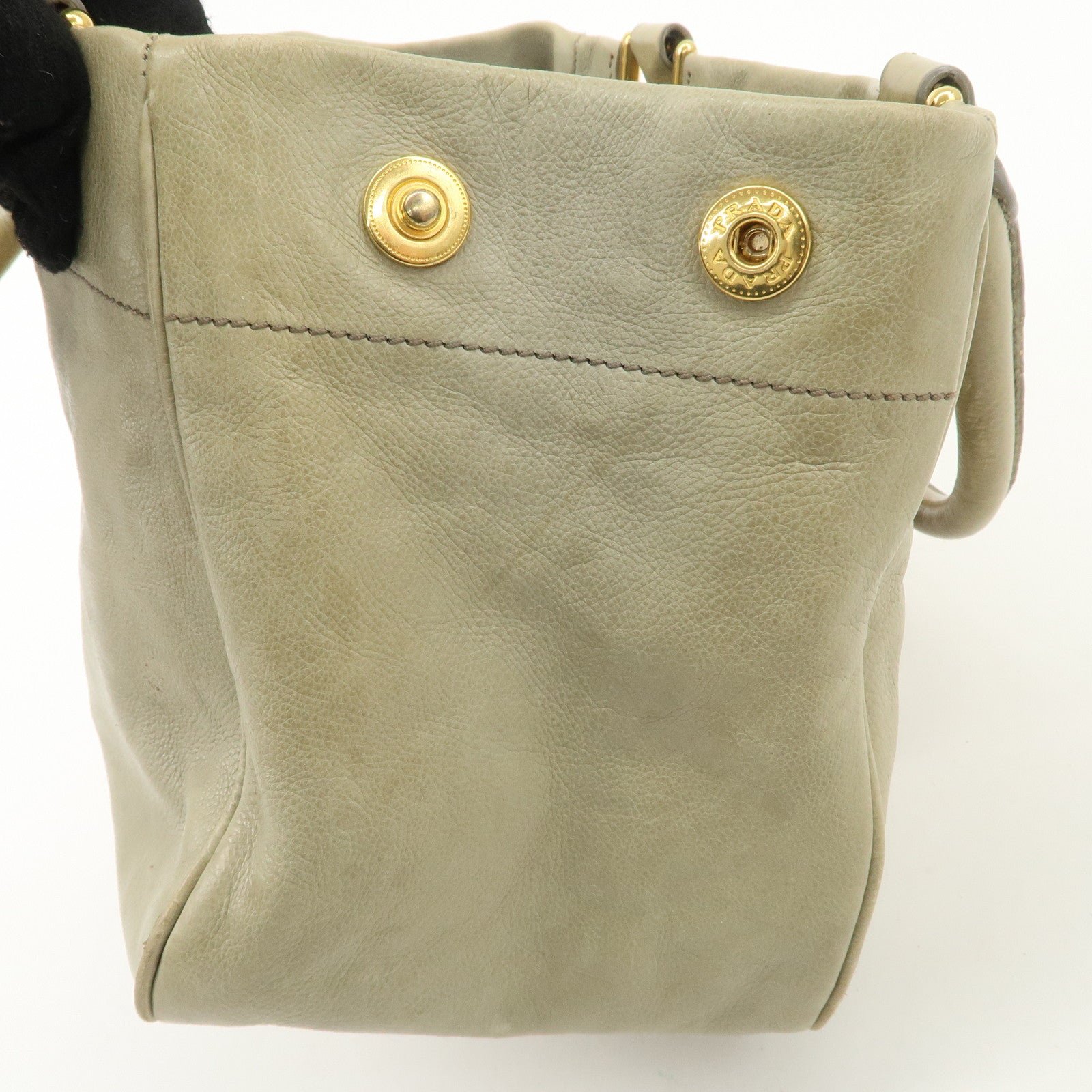 prada logo ribon leather 2way tote bag hand bag beige gold hdw bn2245 used prada logo ribon leather 2way tote bag hand bag beige gold hdw bn2245 used