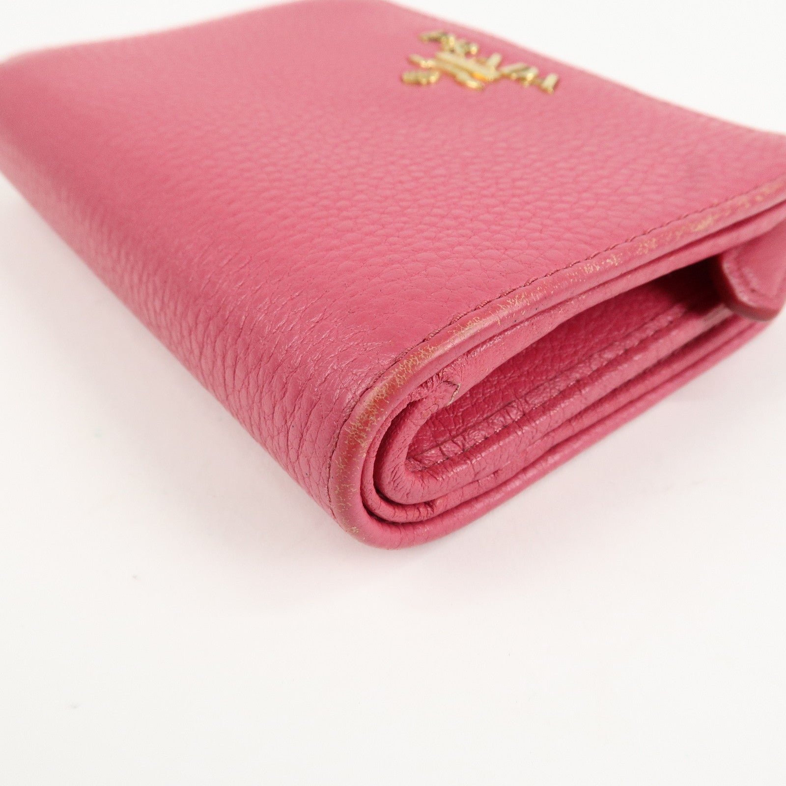 prada logo leather bi fold wallet small wallet pink 1ml018 used prada logo leather bi fold wallet small wallet pink 1ml018 used
