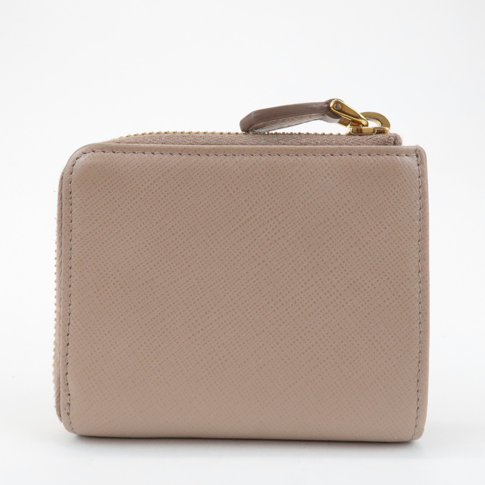 prada logo saffiano leather zippy coin case pink beige 1ml025 used prada logo saffiano leather zippy coin case pink beige 1ml025 used