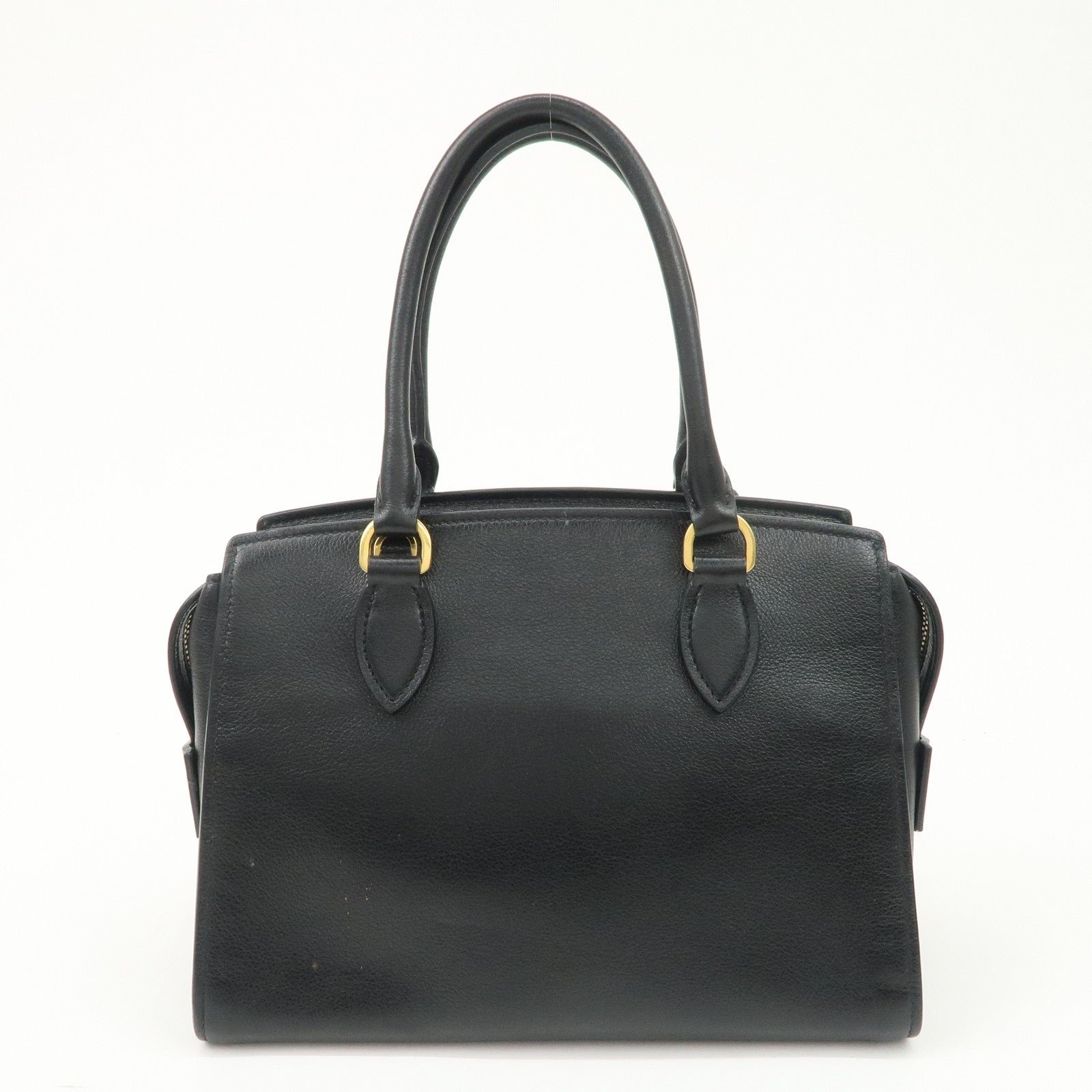 prada leather 2way bag hand bag black gold hardware used prada leather 2way bag hand bag black gold hardware used