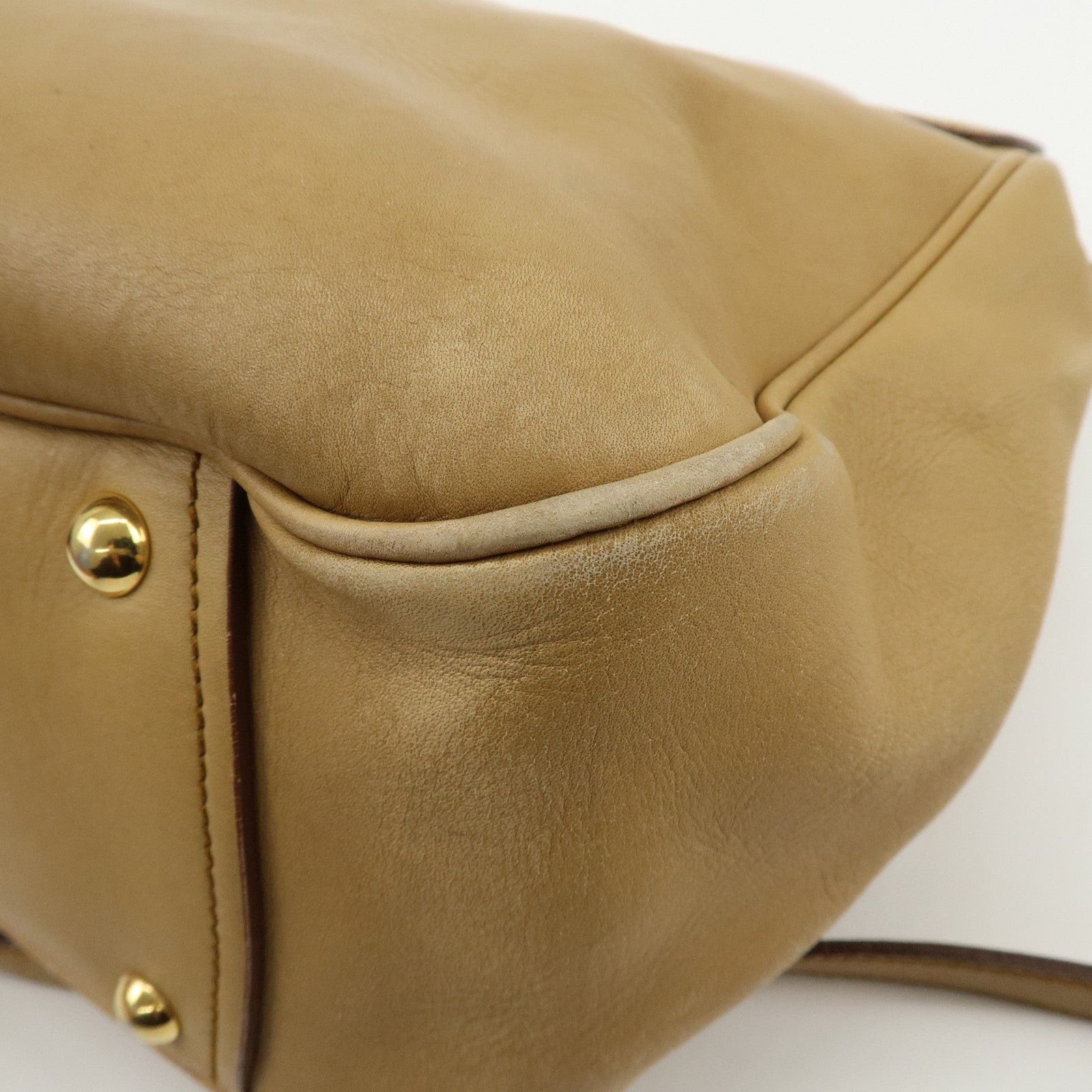 miu miu leather 2way shoulder bag hand bag beige used miu miu leather 2way shoulder bag hand bag beige used