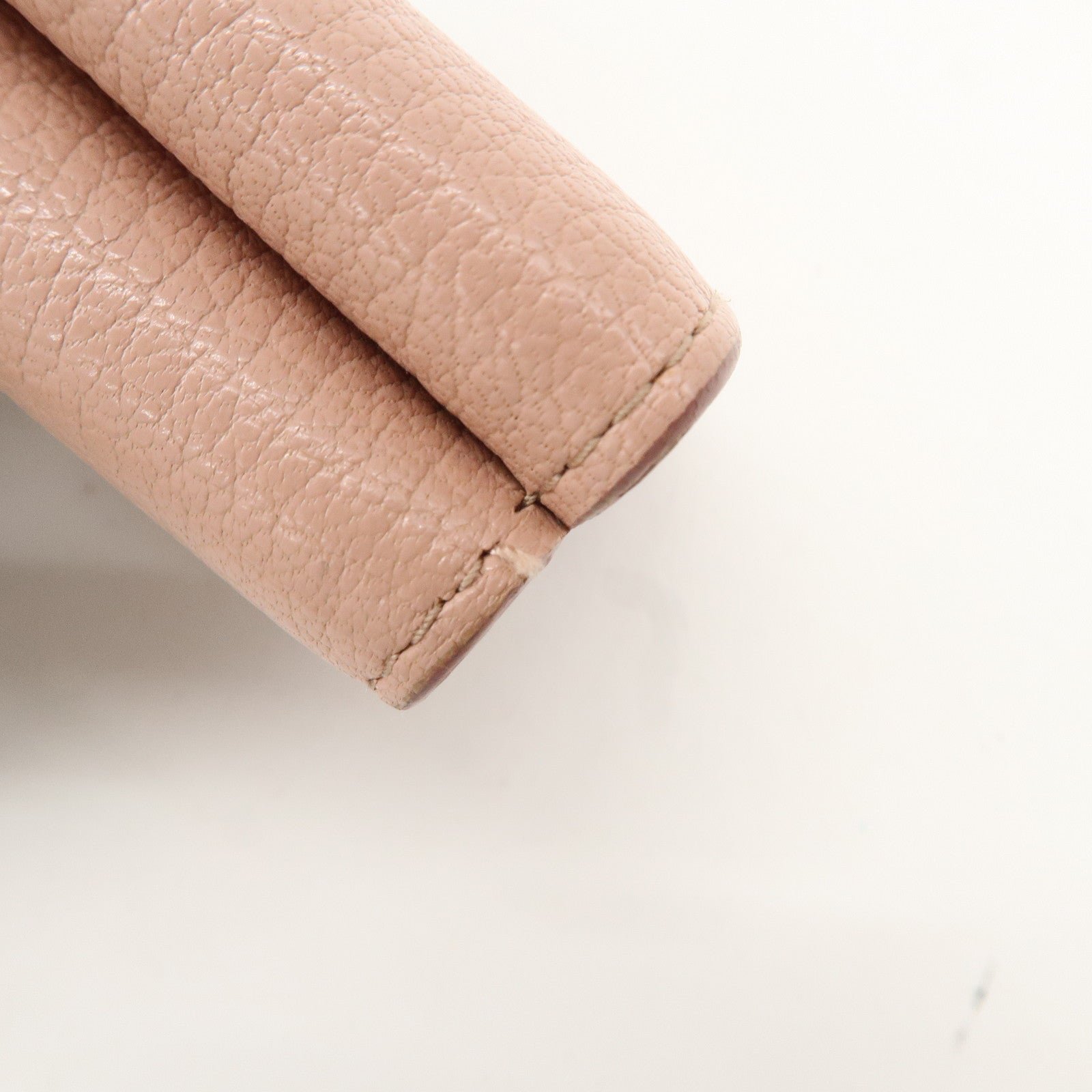 miu miu leather double hook bi fold wallet pink gold hardware used miu miu leather double hook bi fold wallet pink gold hardware used