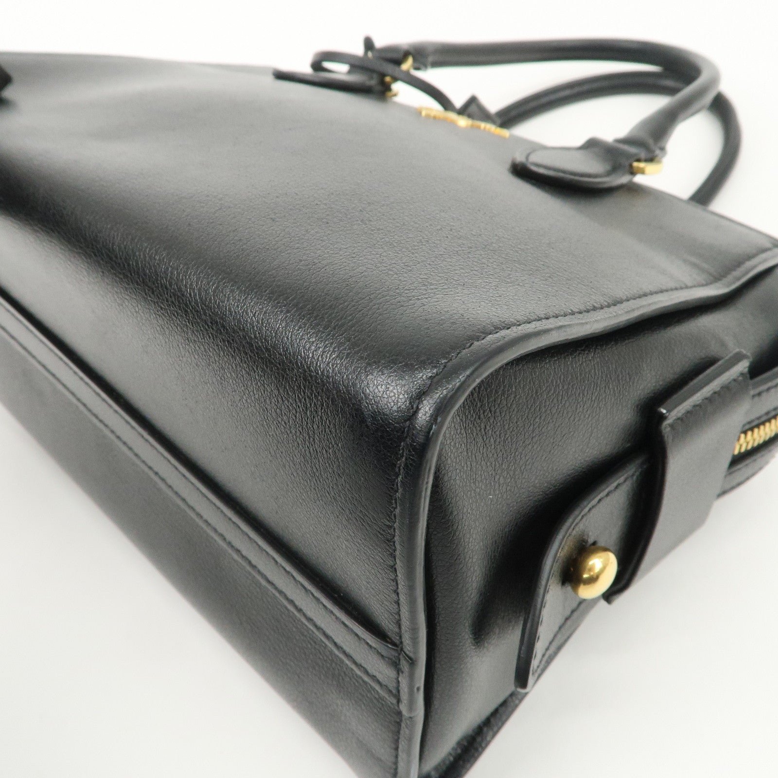 prada leather 2way bag hand bag black gold hardware used prada leather 2way bag hand bag black gold hardware used