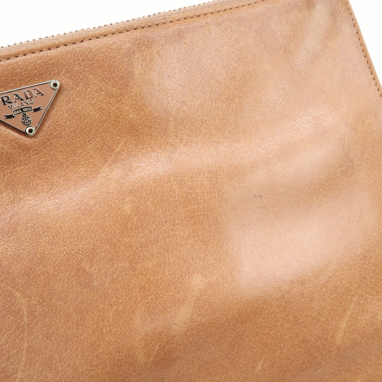 prada triangle logo leather shoulder bag hand bag brown used prada triangle logo leather shoulder bag hand bag brown used