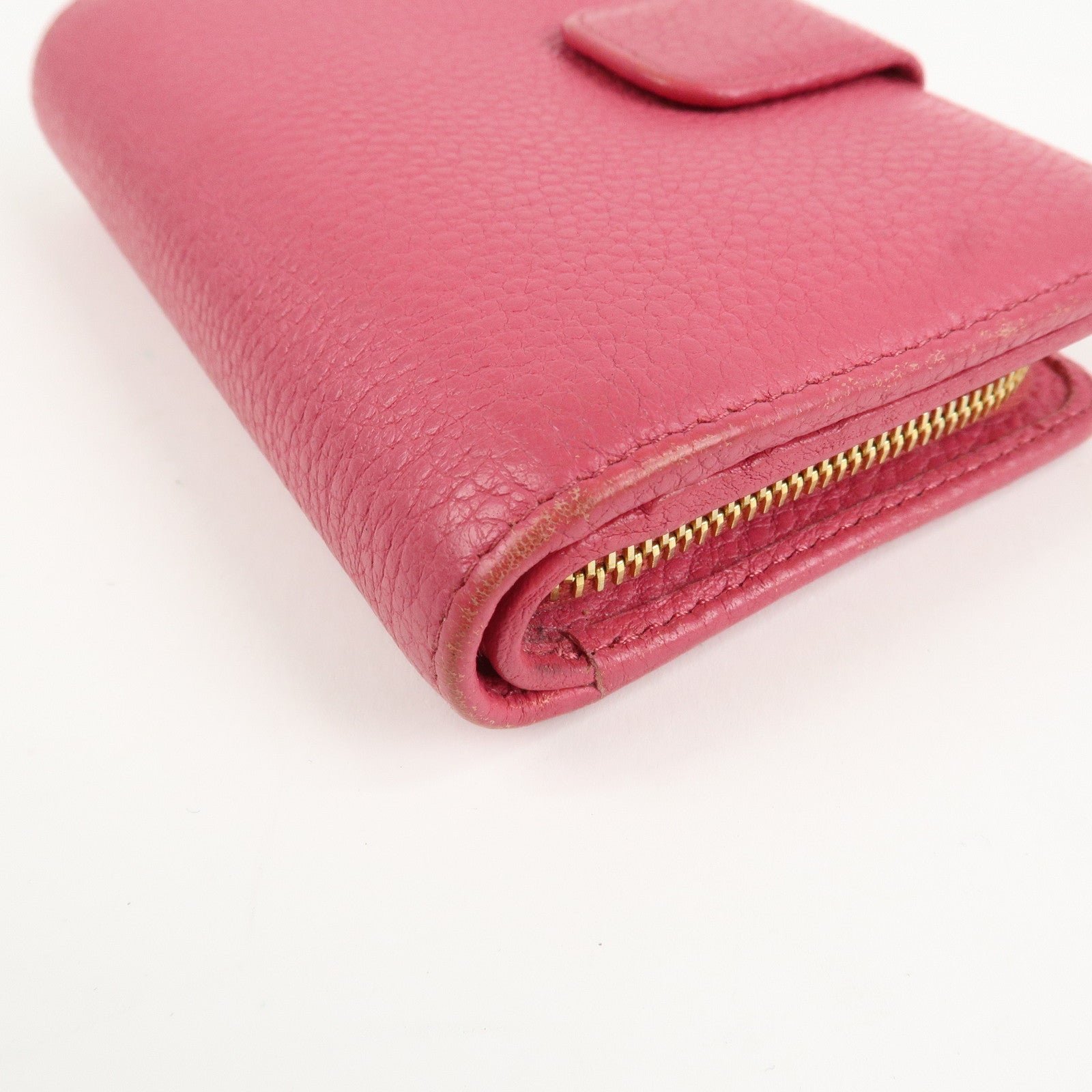 prada logo leather bi fold wallet small wallet pink 1ml018 used prada logo leather bi fold wallet small wallet pink 1ml018 used