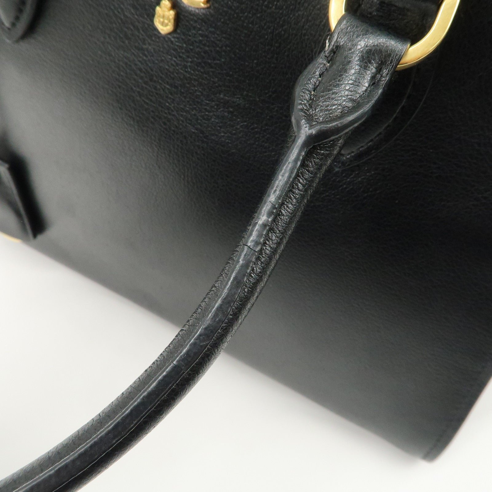prada leather 2way bag hand bag black gold hardware used prada leather 2way bag hand bag black gold hardware used
