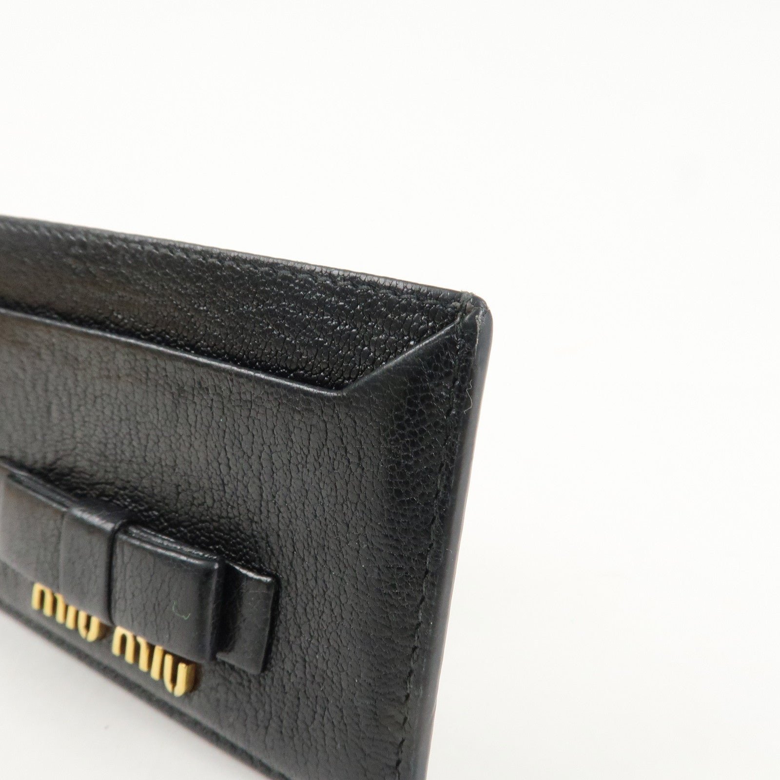 miu miu leather ribbon card case black gold hardware 5mc208 used miu miu leather ribbon card case black gold hardware 5mc208 used