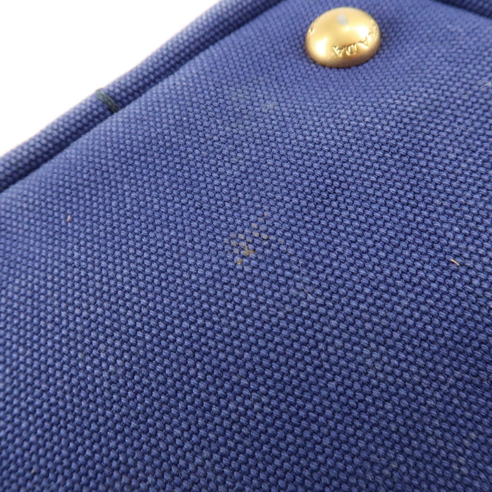 prada logo canapa canvas 2way tote bag hand bag navy b2642b used prada logo canapa canvas 2way tote bag hand bag navy b2642b used
