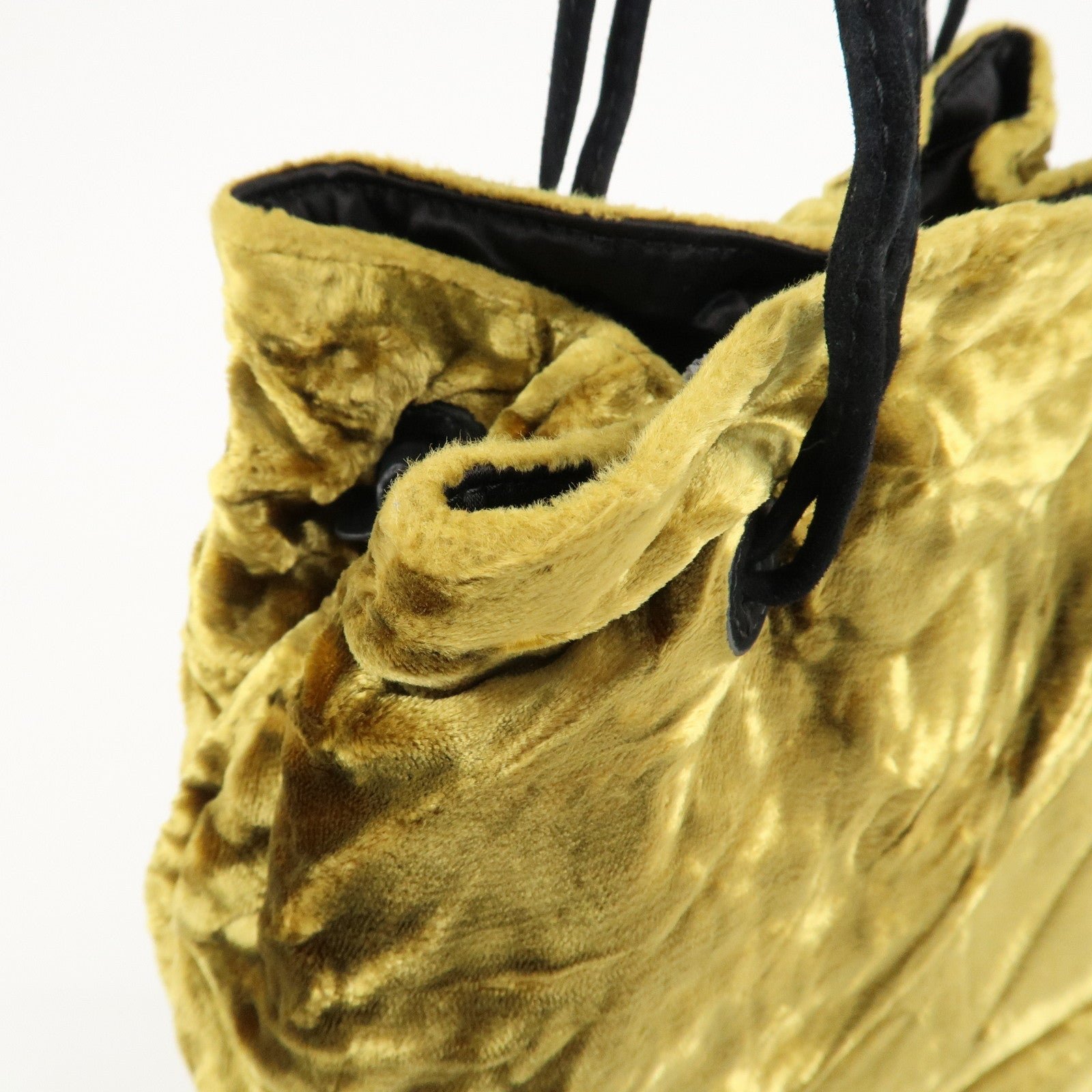 miu miu satin velour suede shoulder bag drawstring bag gold black used miu miu satin velour suede shoulder bag drawstring bag gold black used