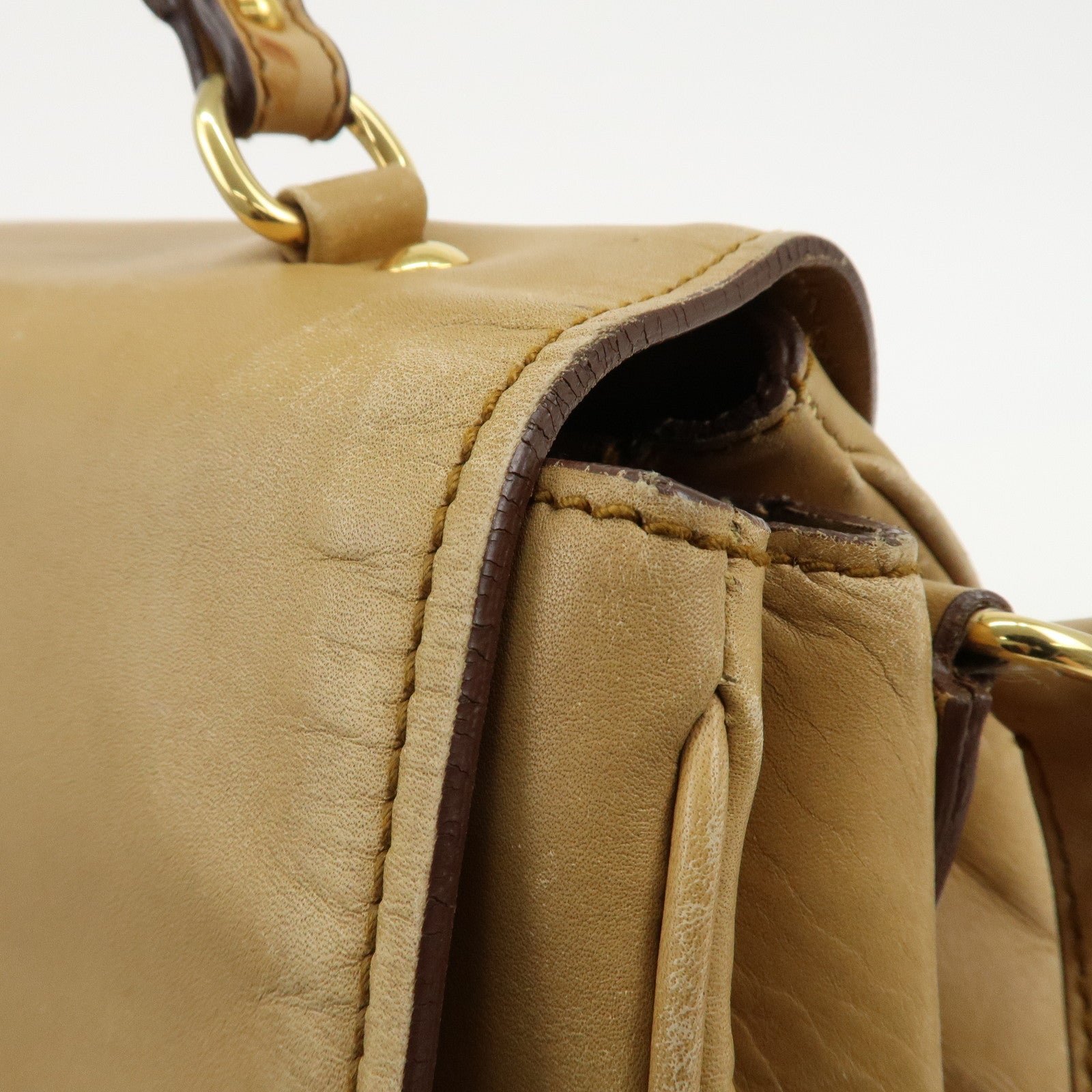 miu miu leather 2way shoulder bag hand bag beige used miu miu leather 2way shoulder bag hand bag beige used