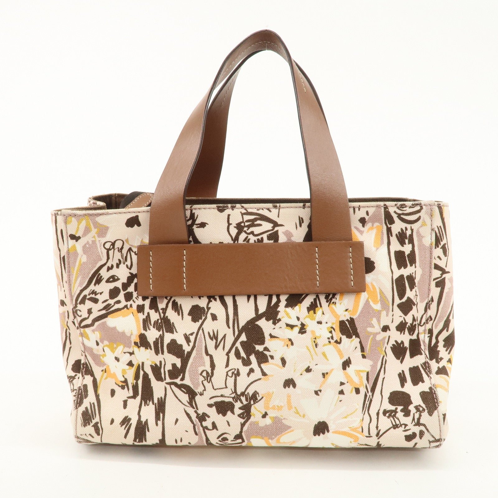 miu miu leather canvas 2way hand bag tote bag brown pink 5ba085 used miu miu leather canvas 2way hand bag tote bag brown pink 5ba085 used
