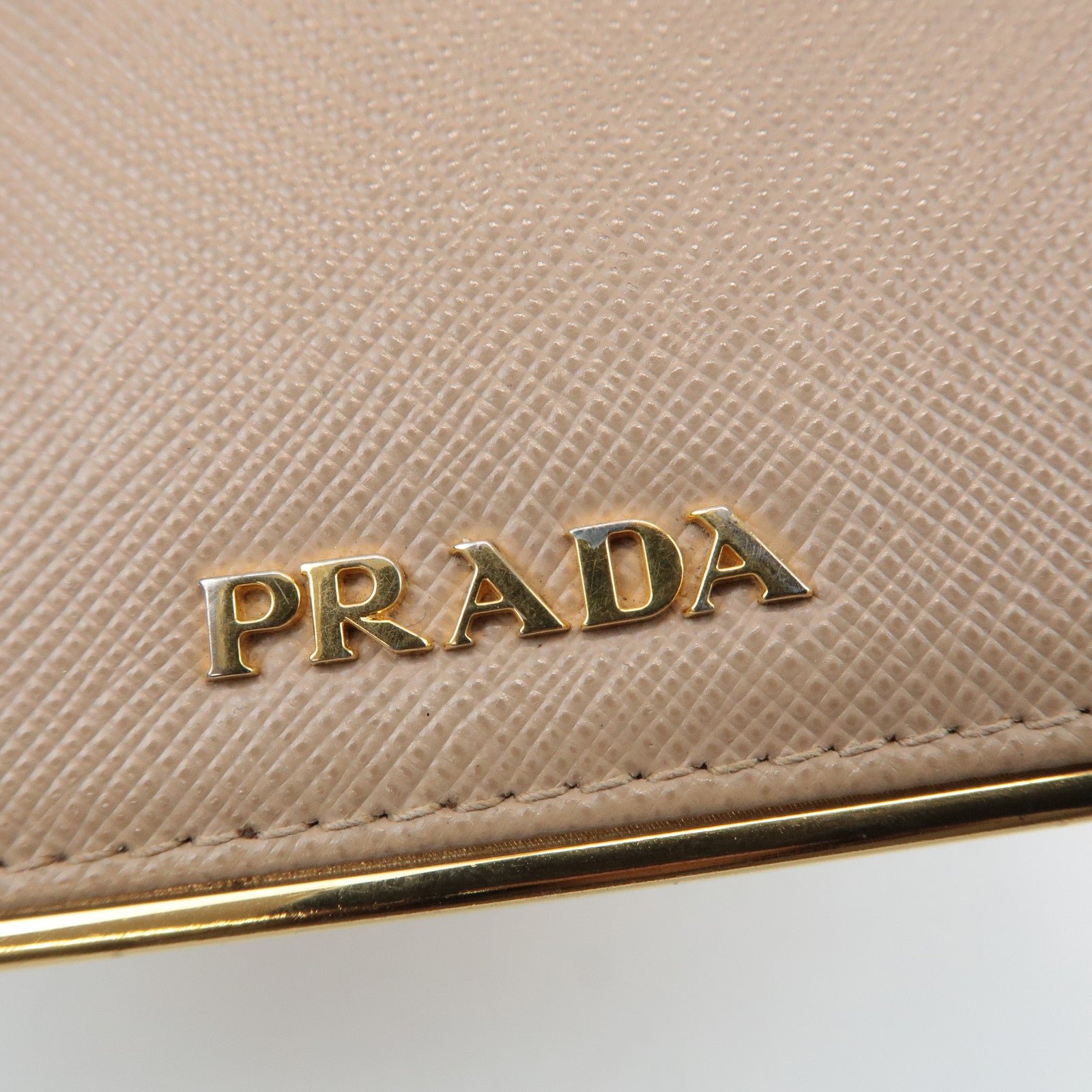 prada logo saffiano leather bi fold small wallet beige 1mv204 used prada logo saffiano leather bi fold small wallet beige 1mv204 used