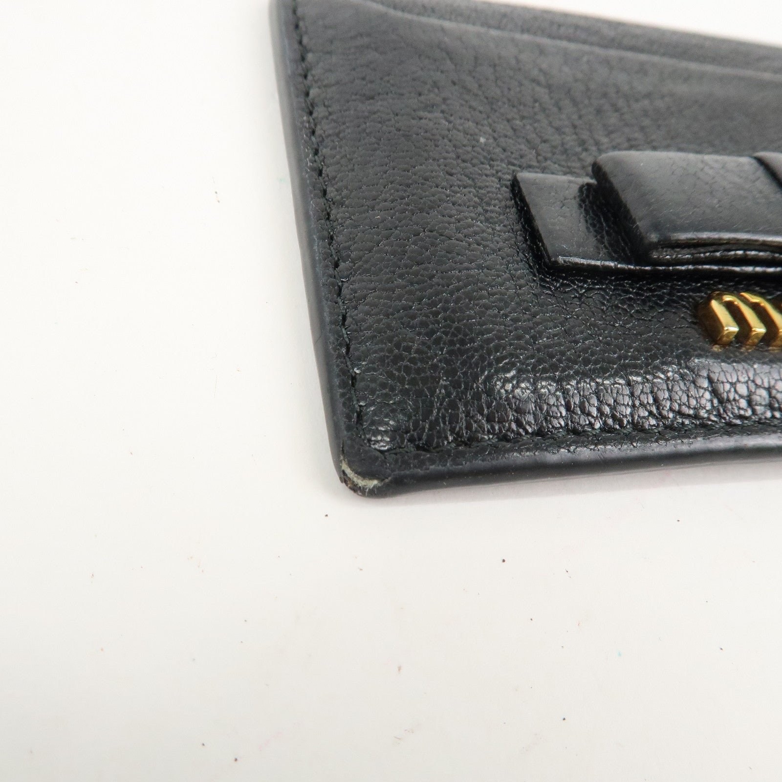 miu miu leather ribbon card case black gold hardware 5mc208 used miu miu leather ribbon card case black gold hardware 5mc208 used