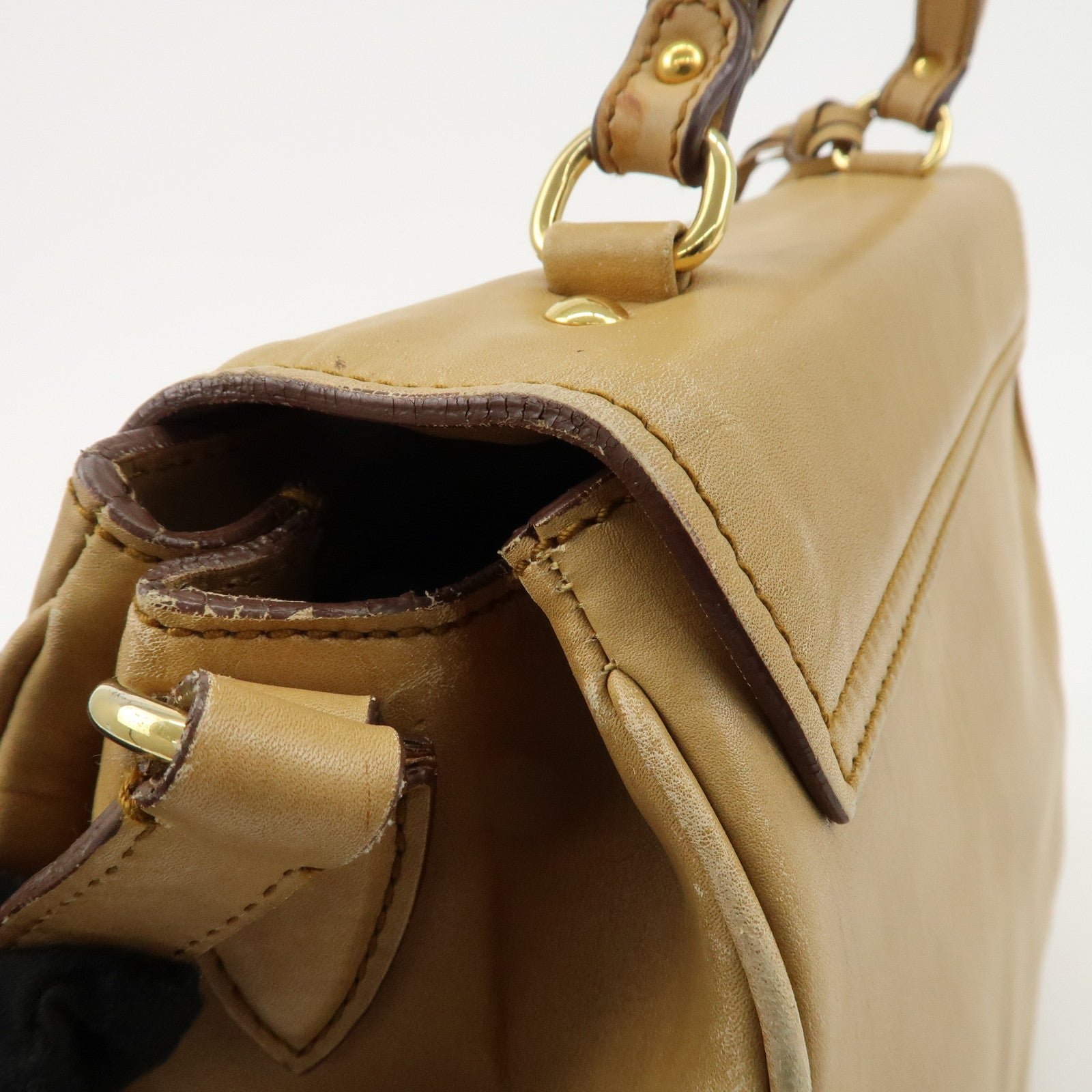 miu miu leather 2way shoulder bag hand bag beige used miu miu leather 2way shoulder bag hand bag beige used