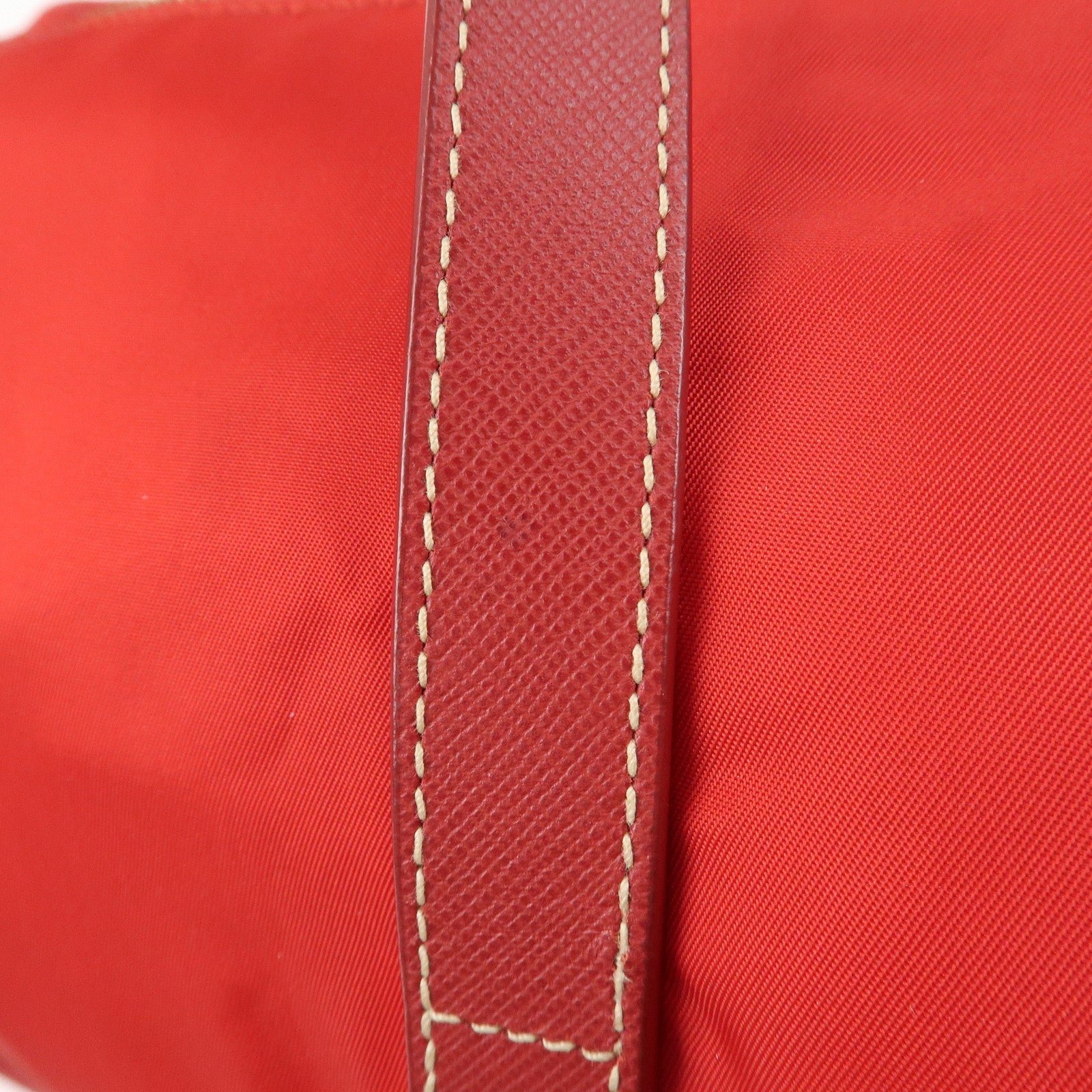 prada triangle logo nylon leather 2way shoulder bag hand bag red used prada triangle logo nylon leather 2way shoulder bag hand bag red used