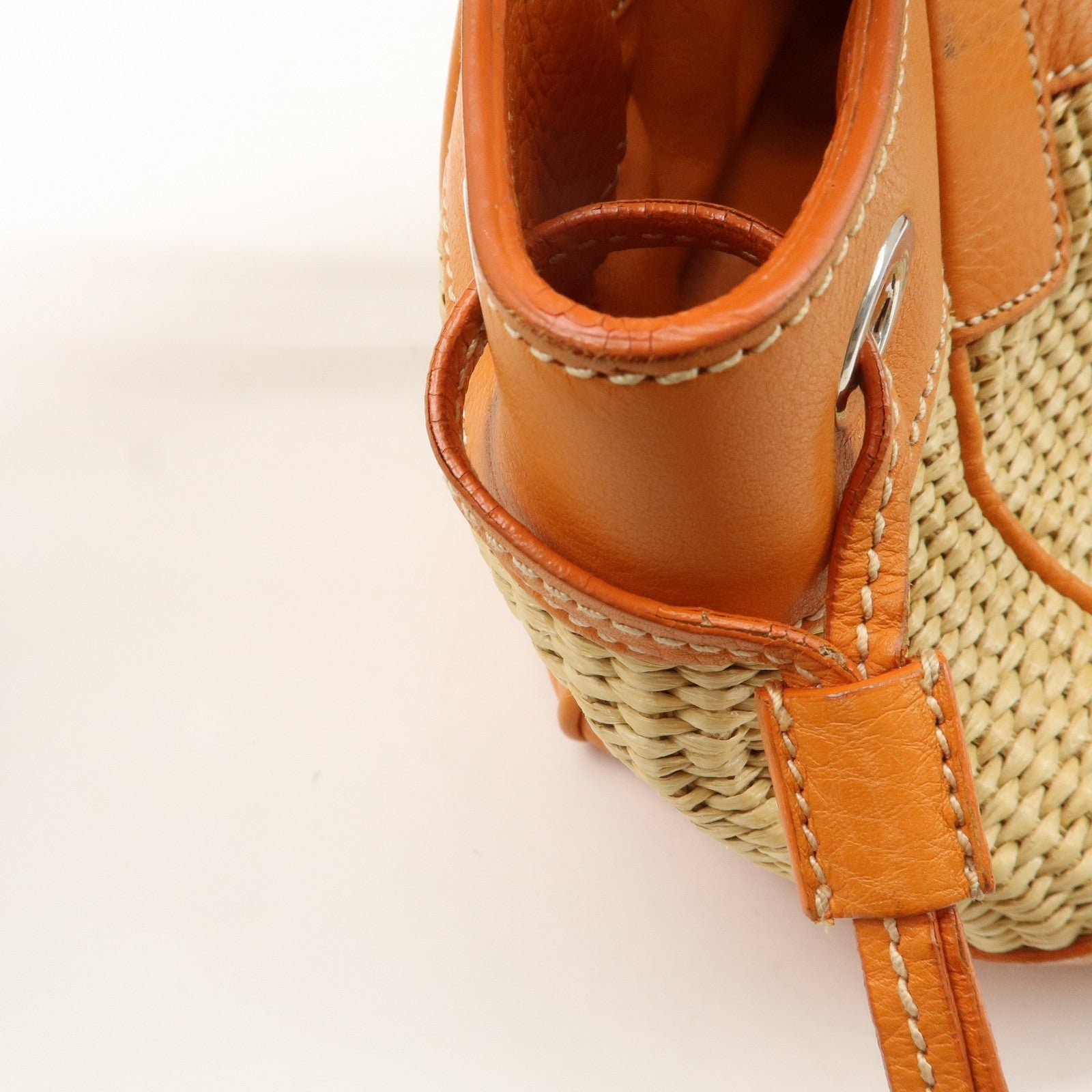 prada triangle logo raffia leather shoulder bag beige orange prada triangle logo raffia leather shoulder bag beige orange