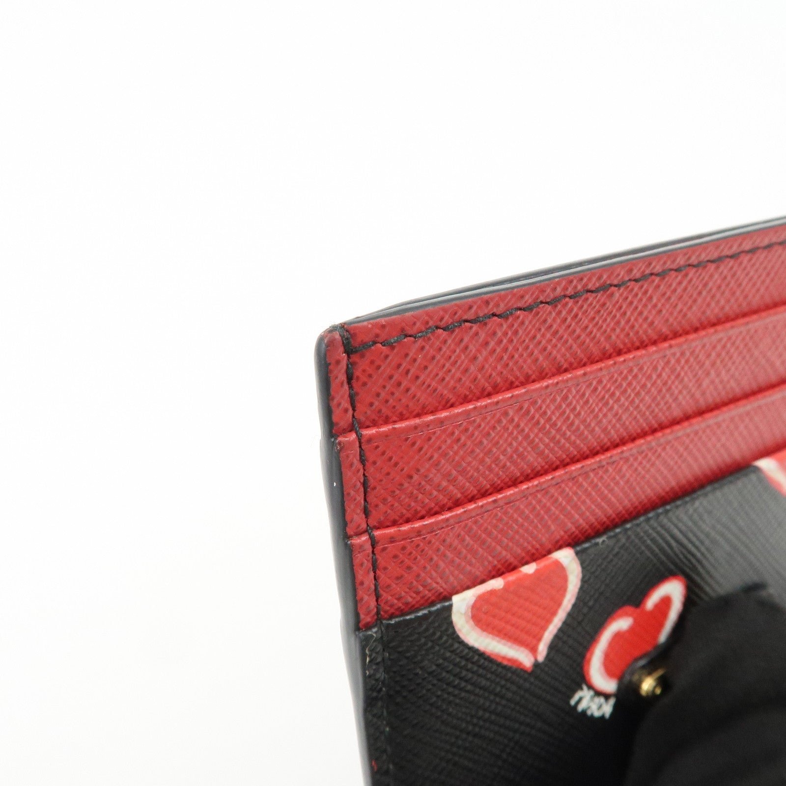prada saffiano leather heart card case black red white 1mc025 prada saffiano leather heart card case black red white 1mc025